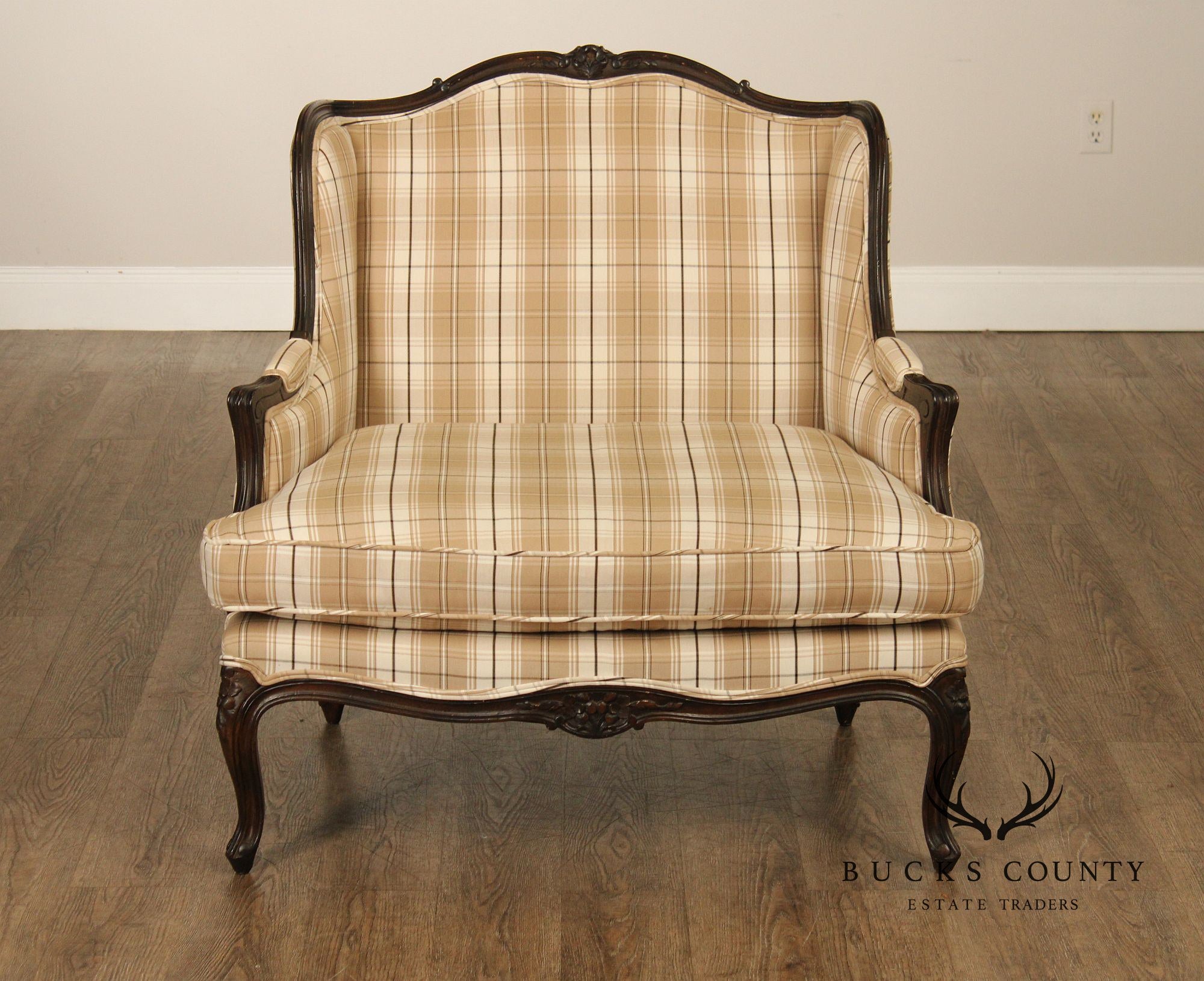 French Louis XV Style Wide Seat Bergere Armchair