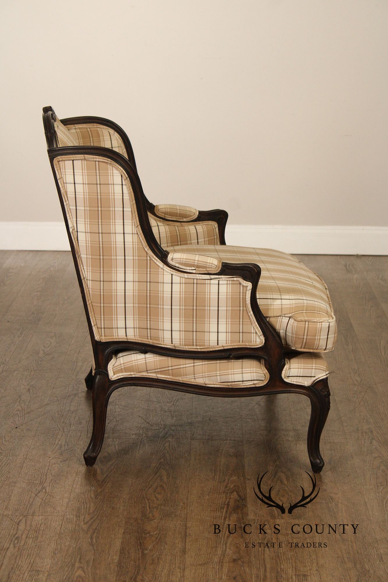French Louis XV Style Wide Seat Bergere Armchair