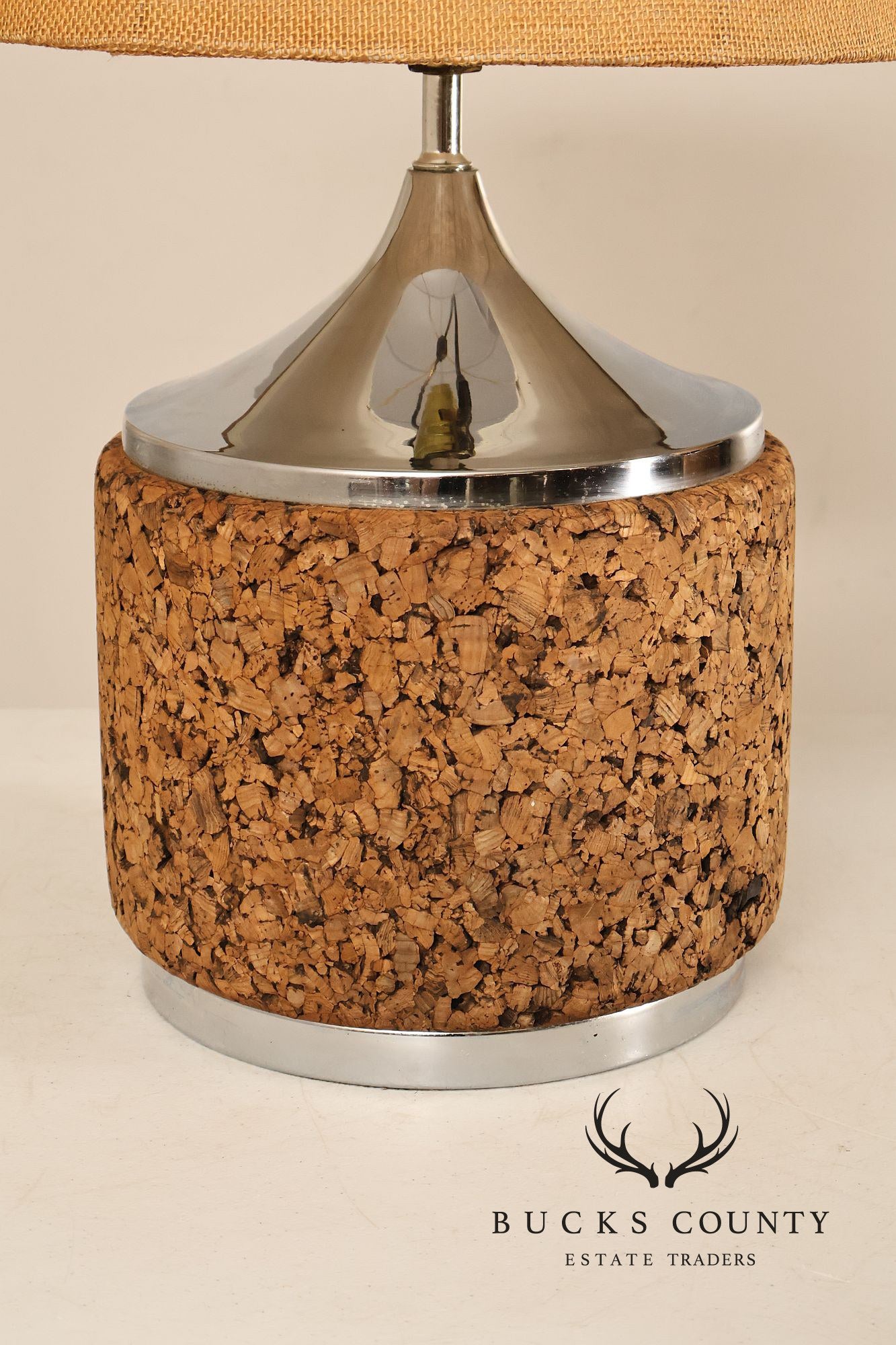 Leviton Mid Century Modern Pair of Cork Table Lamps