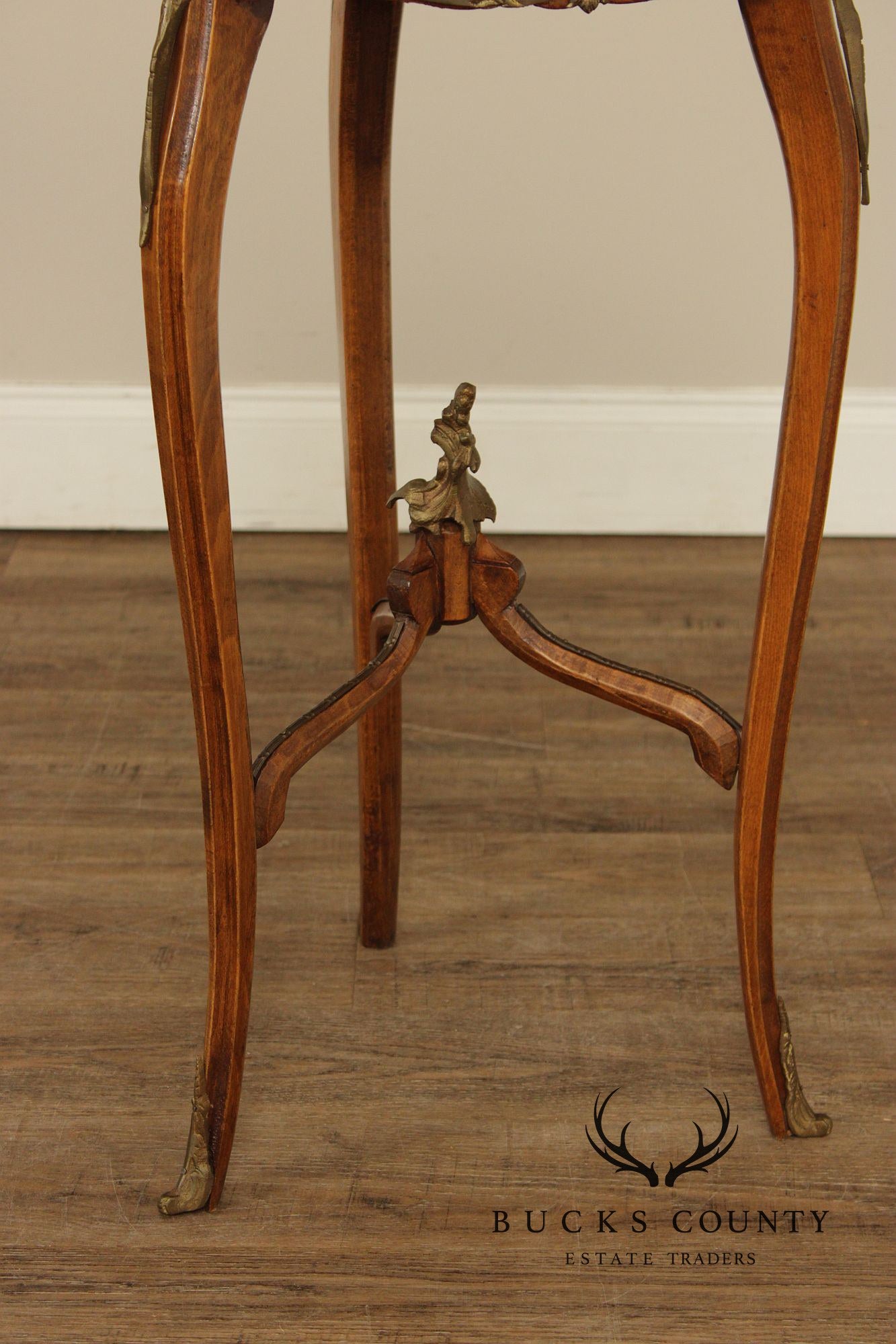 French Louis XV Style Marble Top Pedestal Side Table