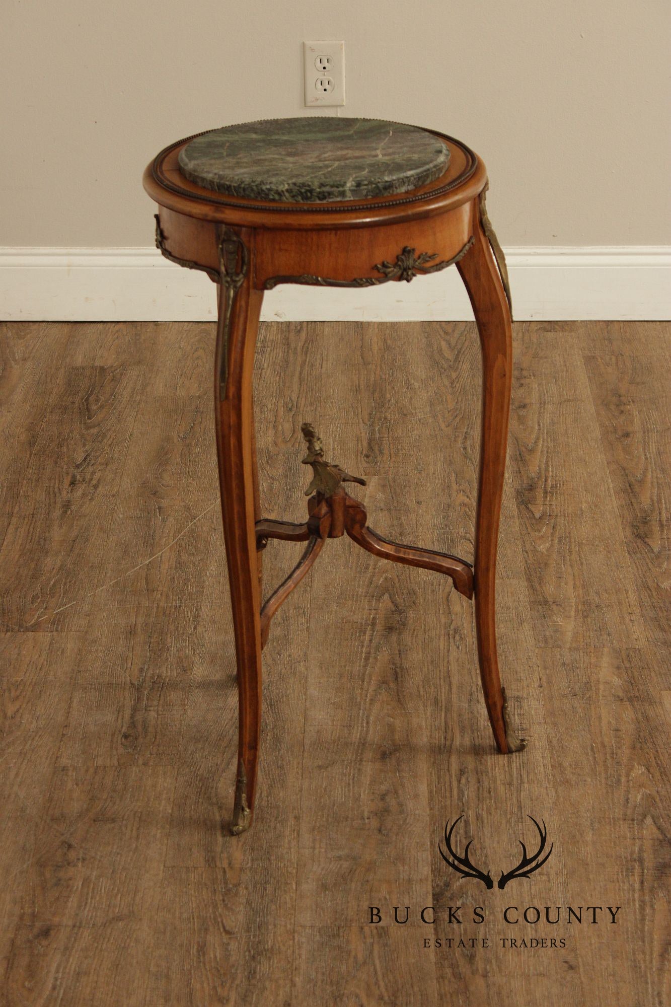 French Louis XV Style Marble Top Pedestal Side Table