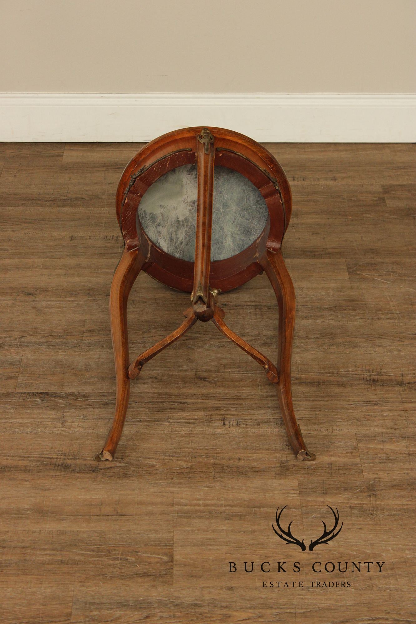 French Louis XV Style Marble Top Pedestal Side Table