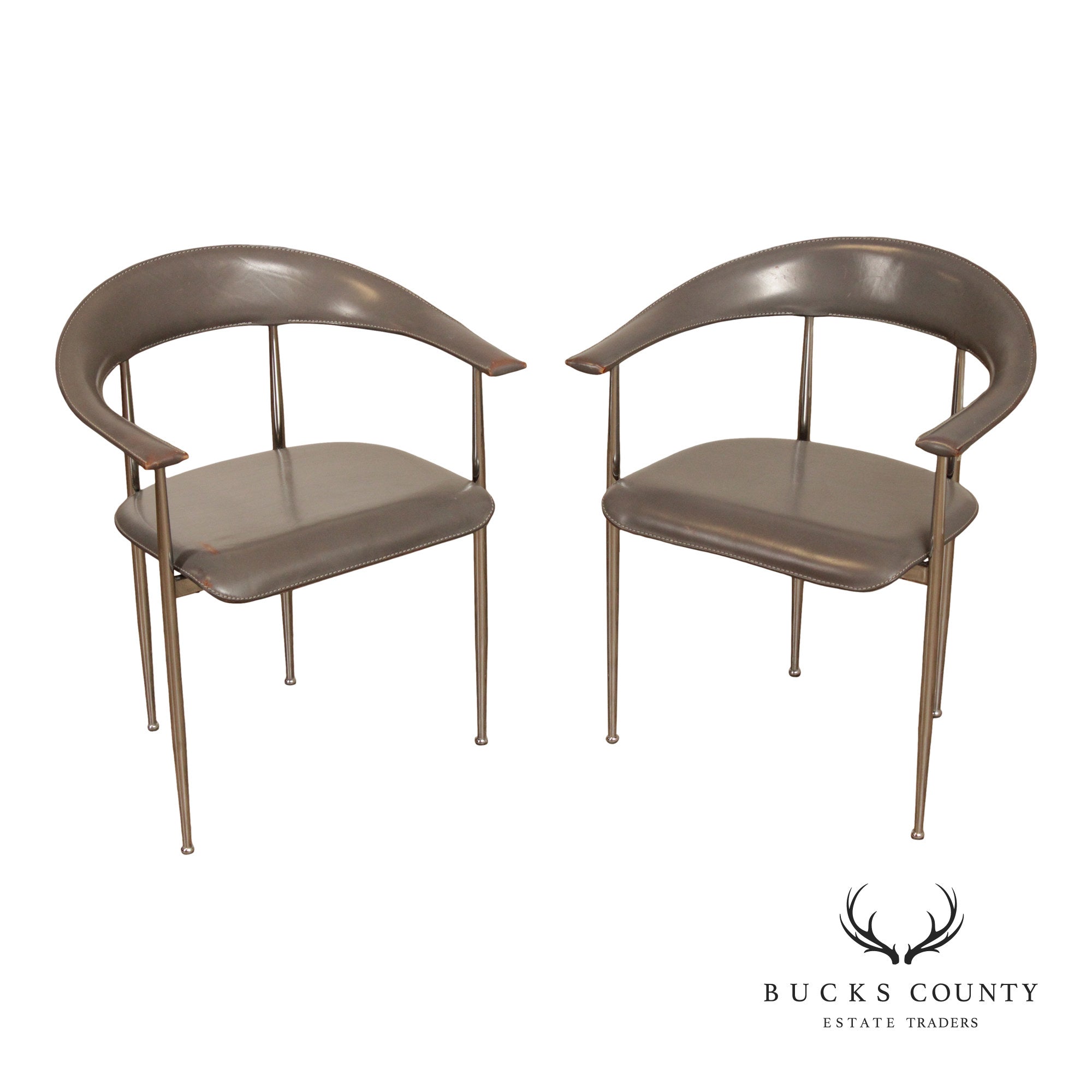 Fasem Italian Modern Pair of 'P40' Armchairs