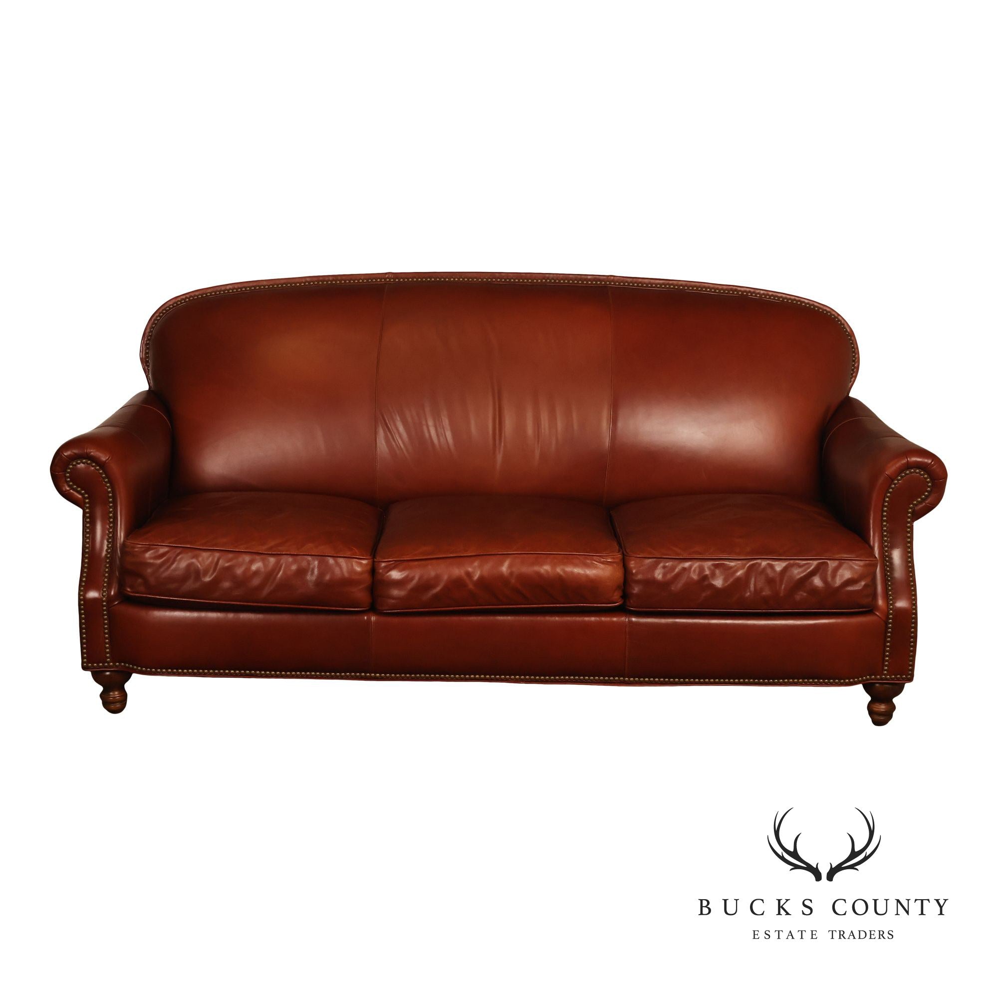 Bradington-Young Traditional Style Leather Three Cushion Sofa