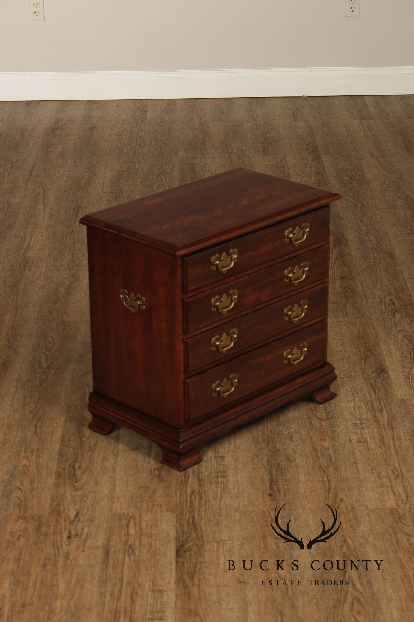Chippendale Style Pair of Cherry Bedside Chests Nightstands