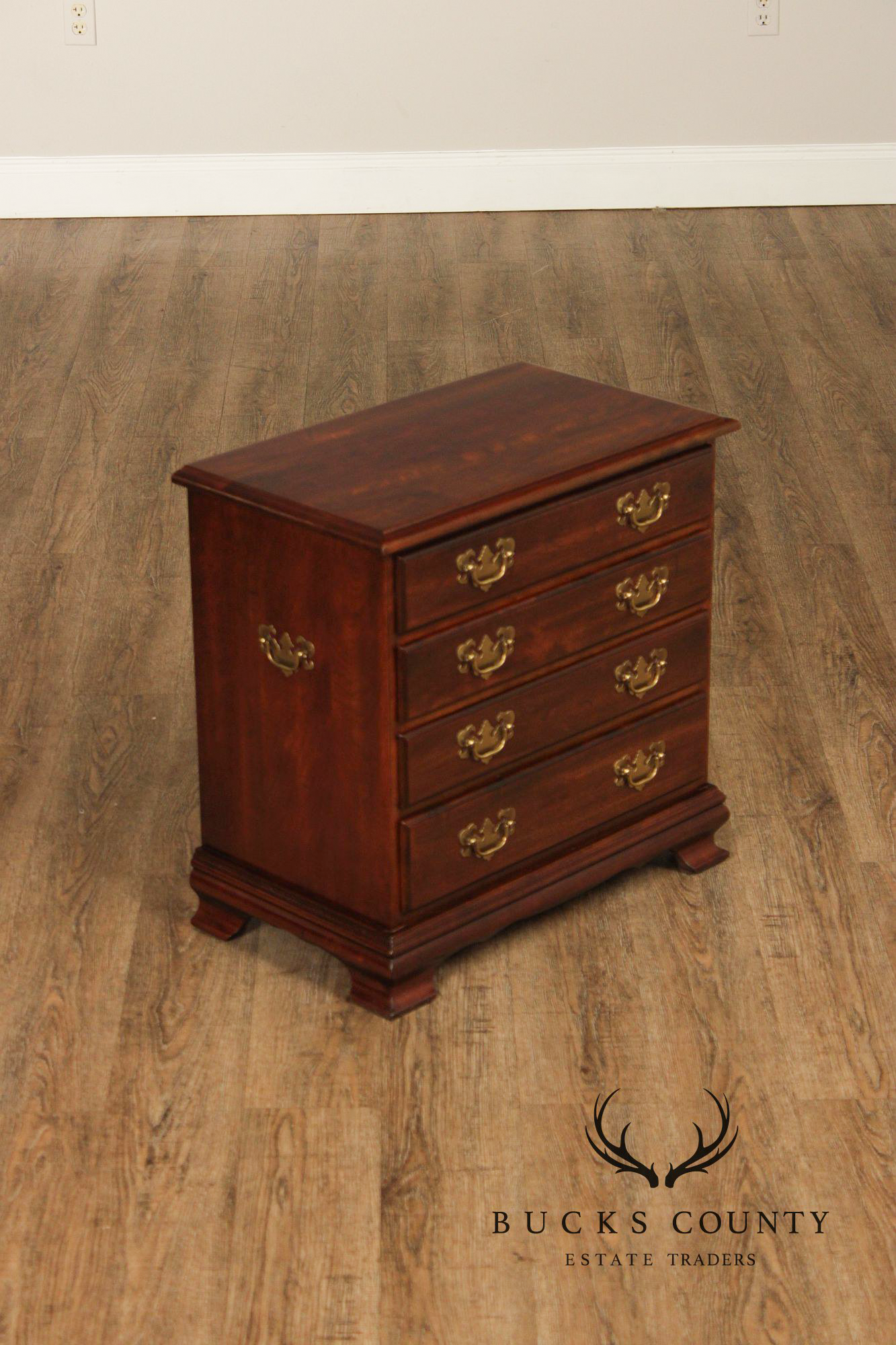 Chippendale Style Pair of Cherry Bedside Chests Nightstands