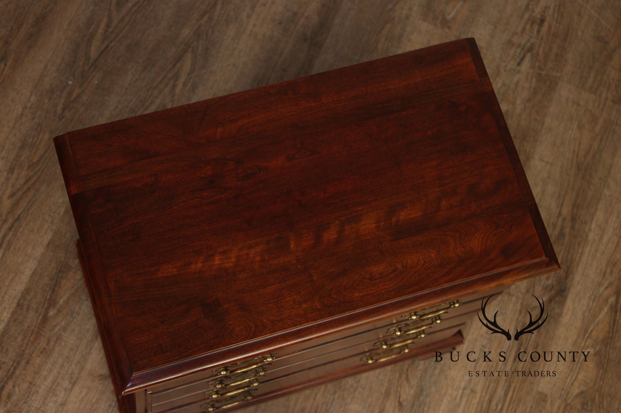 Chippendale Style Pair of Cherry Bedside Chests Nightstands