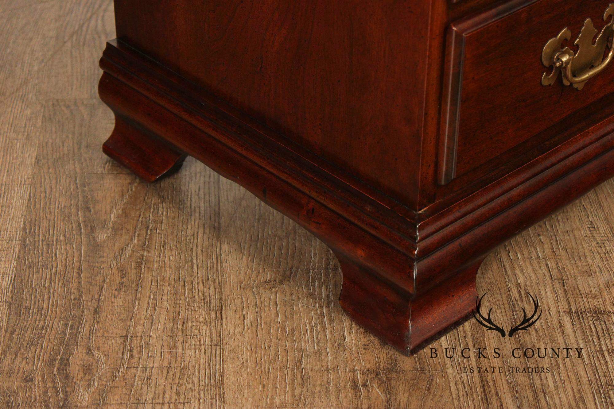 Chippendale Style Pair of Cherry Bedside Chests Nightstands