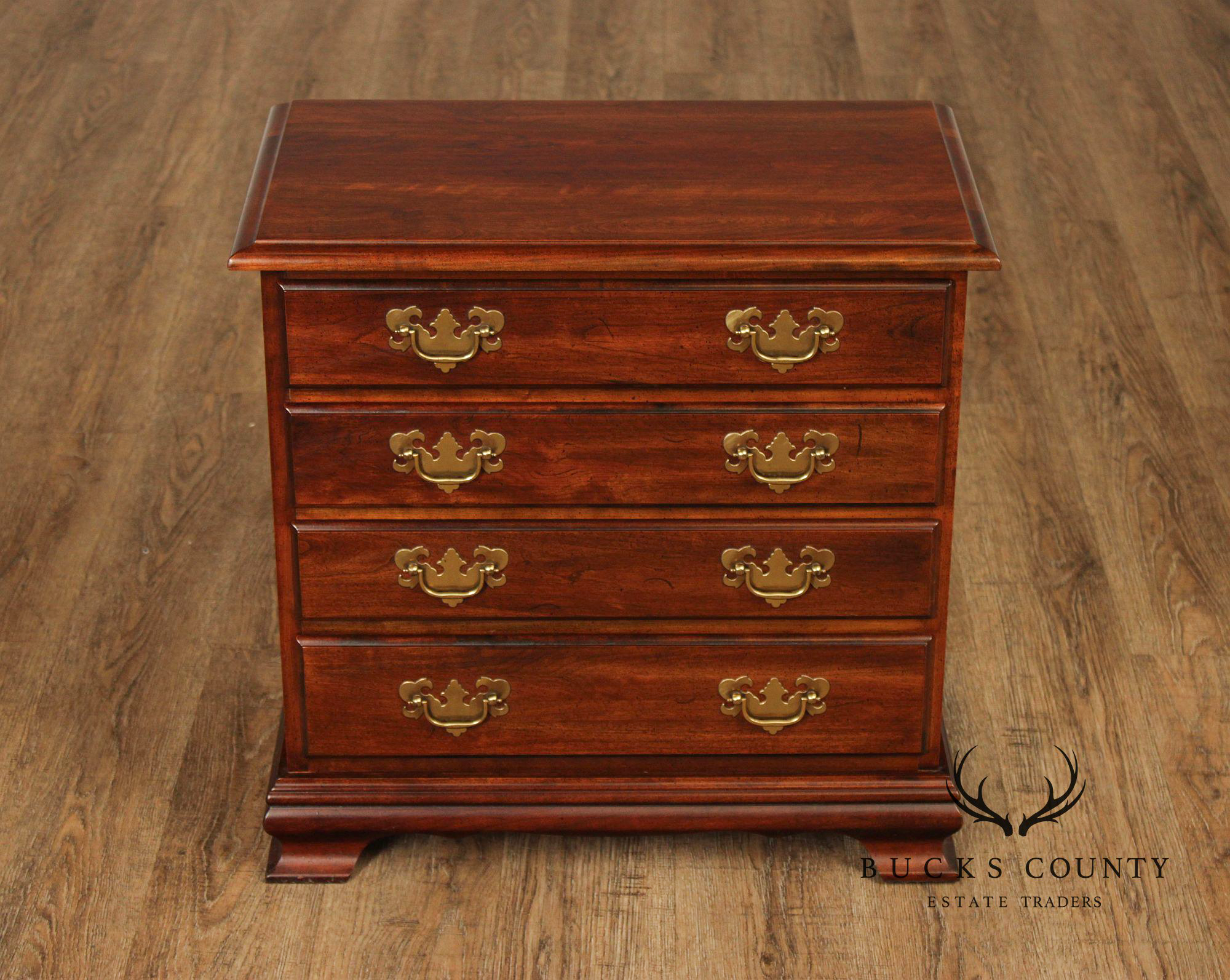 Chippendale Style Pair of Cherry Bedside Chests Nightstands