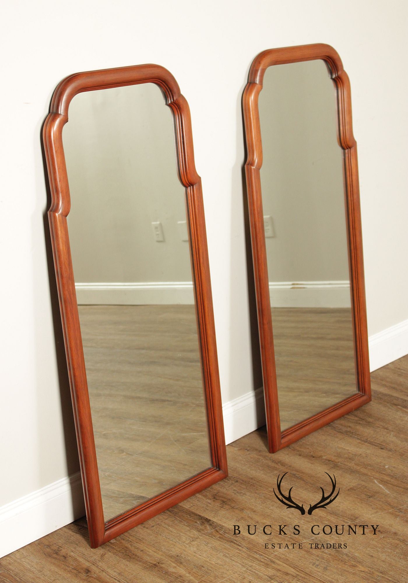 Henkel Harris Queen Anne Style Pair of Cherry Wall Mirrors