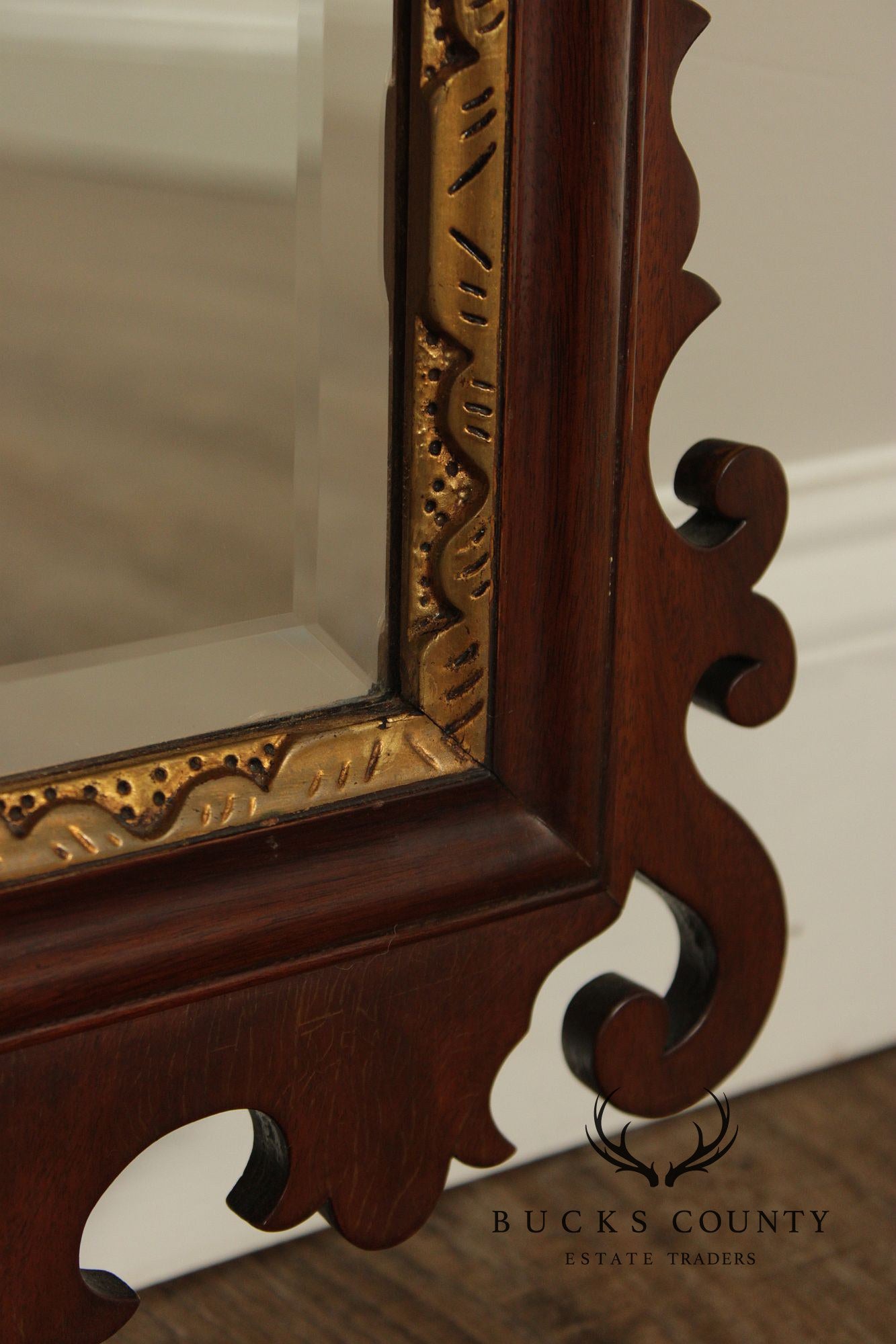 Henkel Harris Georgian Style Partial Gilt Mahogany Wall Mirror