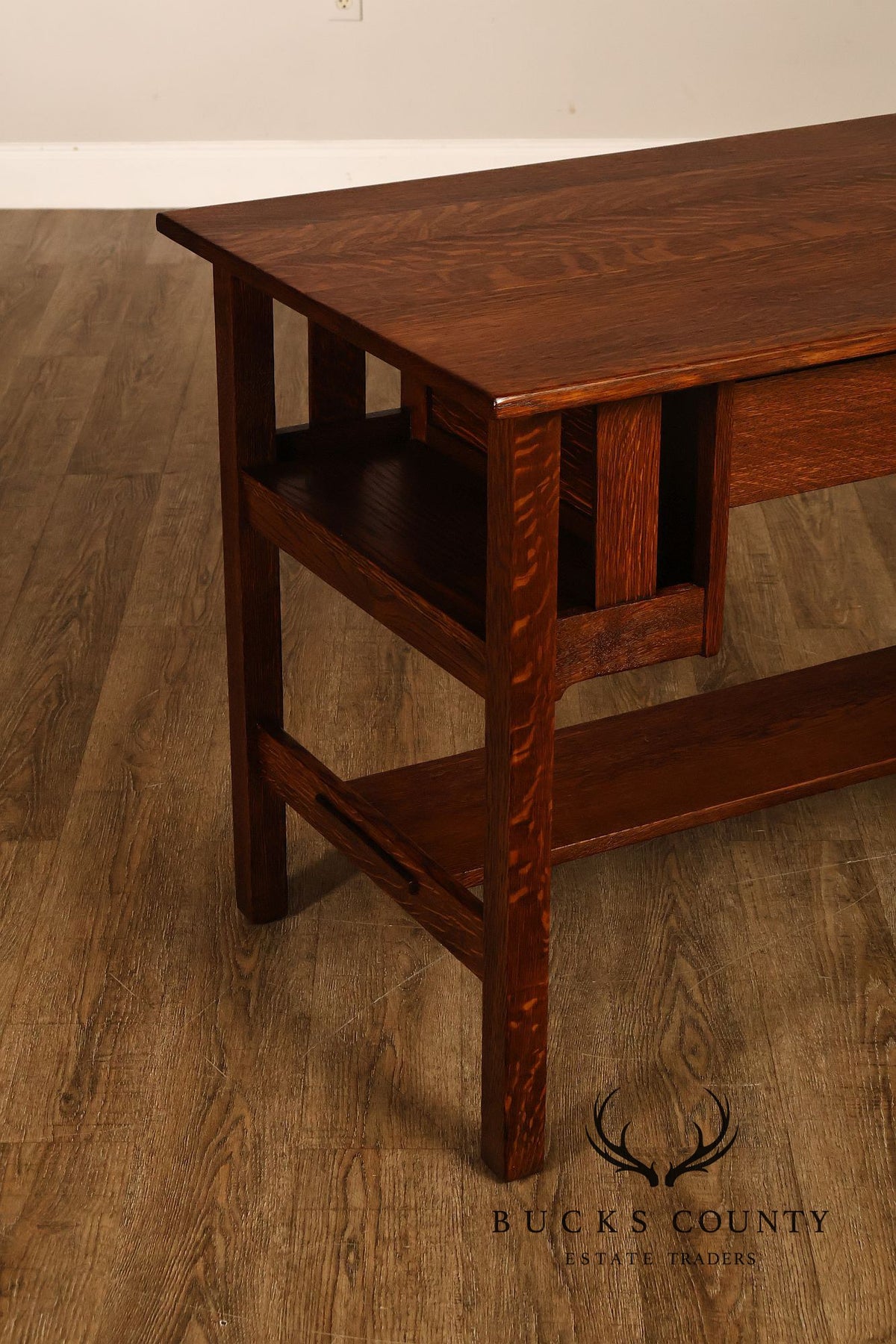 Antique Stickley Brothers Mission Oak One-Drawer Library Table