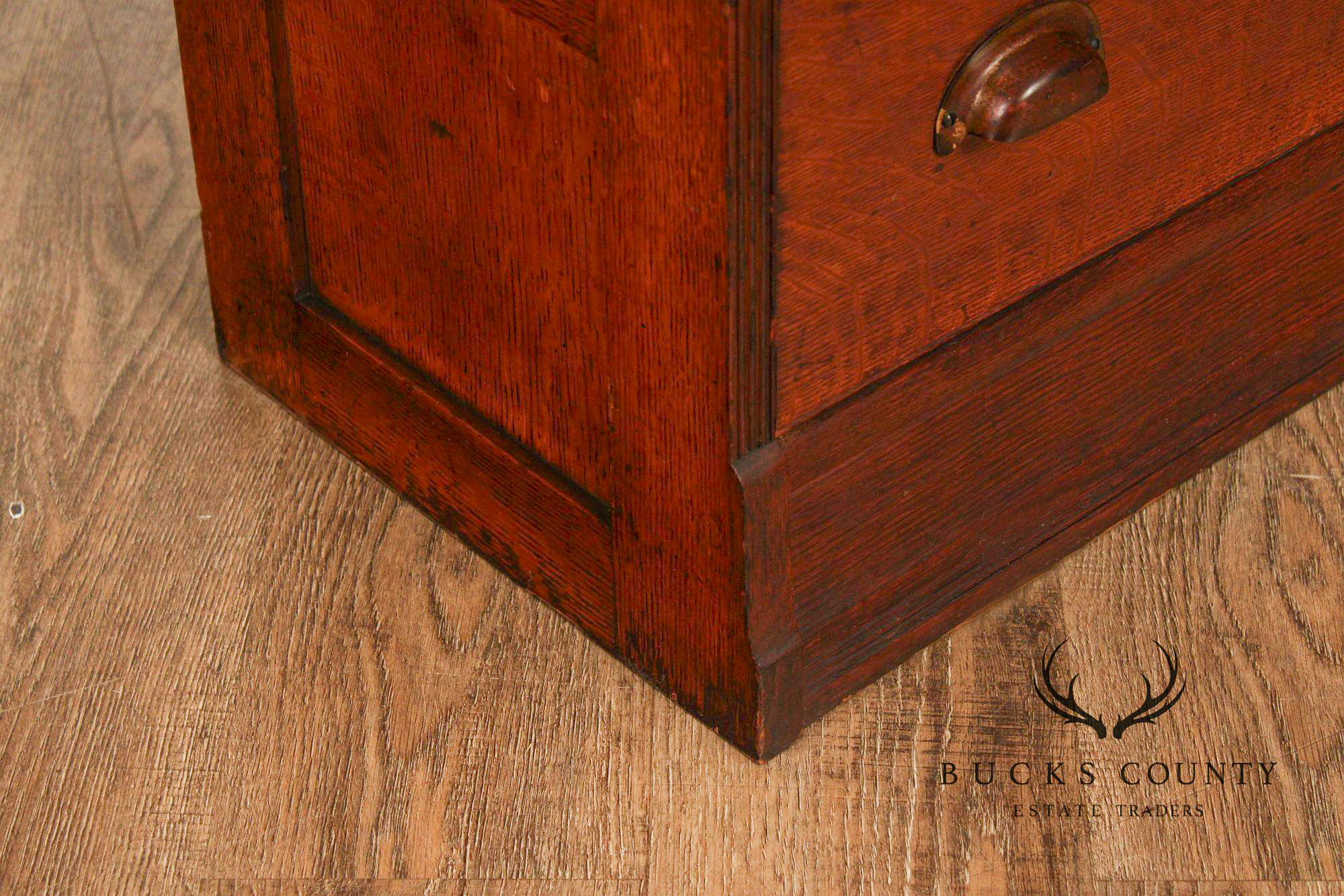 Antique Oak Multi Drawer Stacking Library File Cabinet