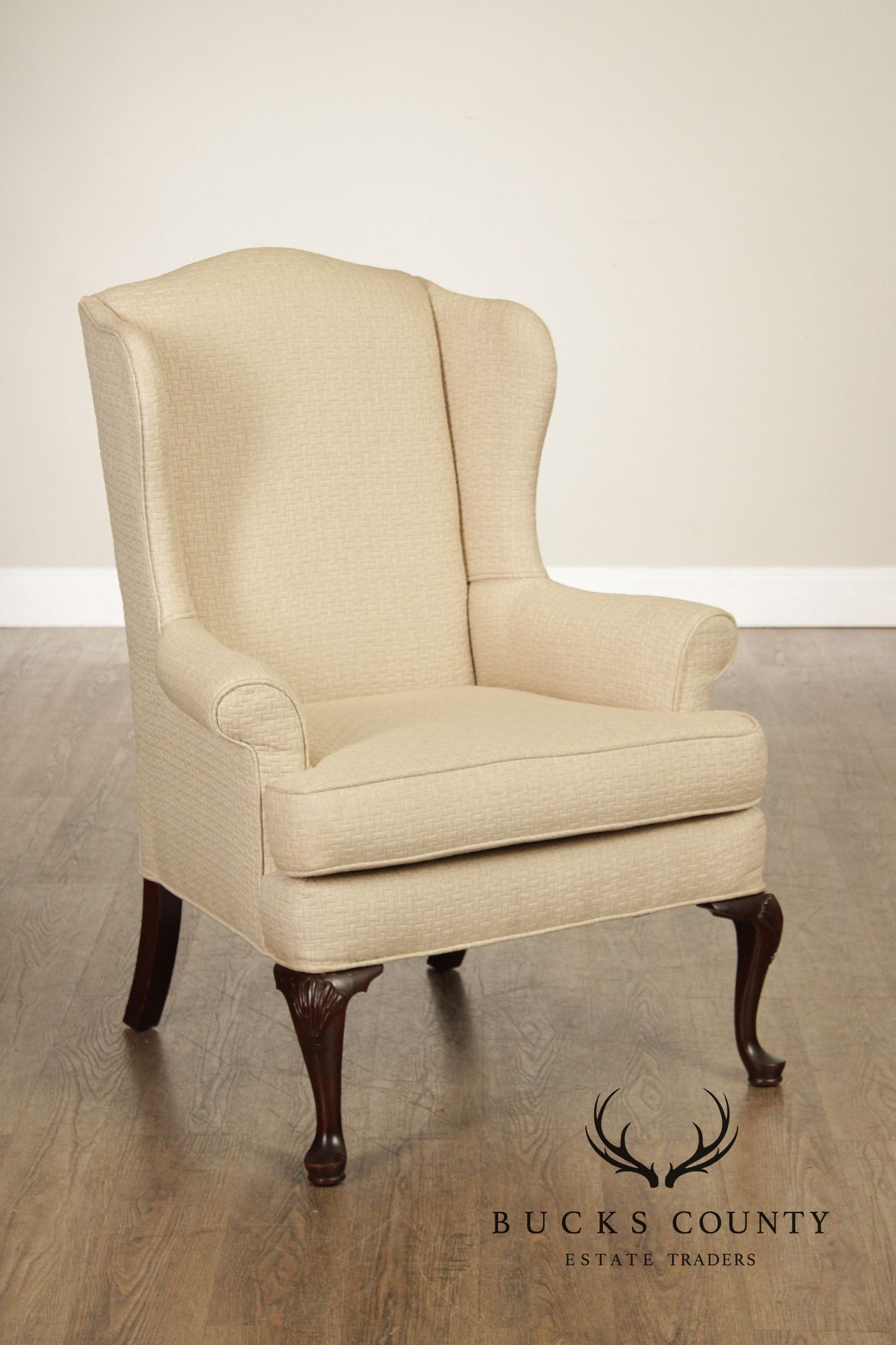 Queen Anne Style Pair of Mahogany Wing Chairs