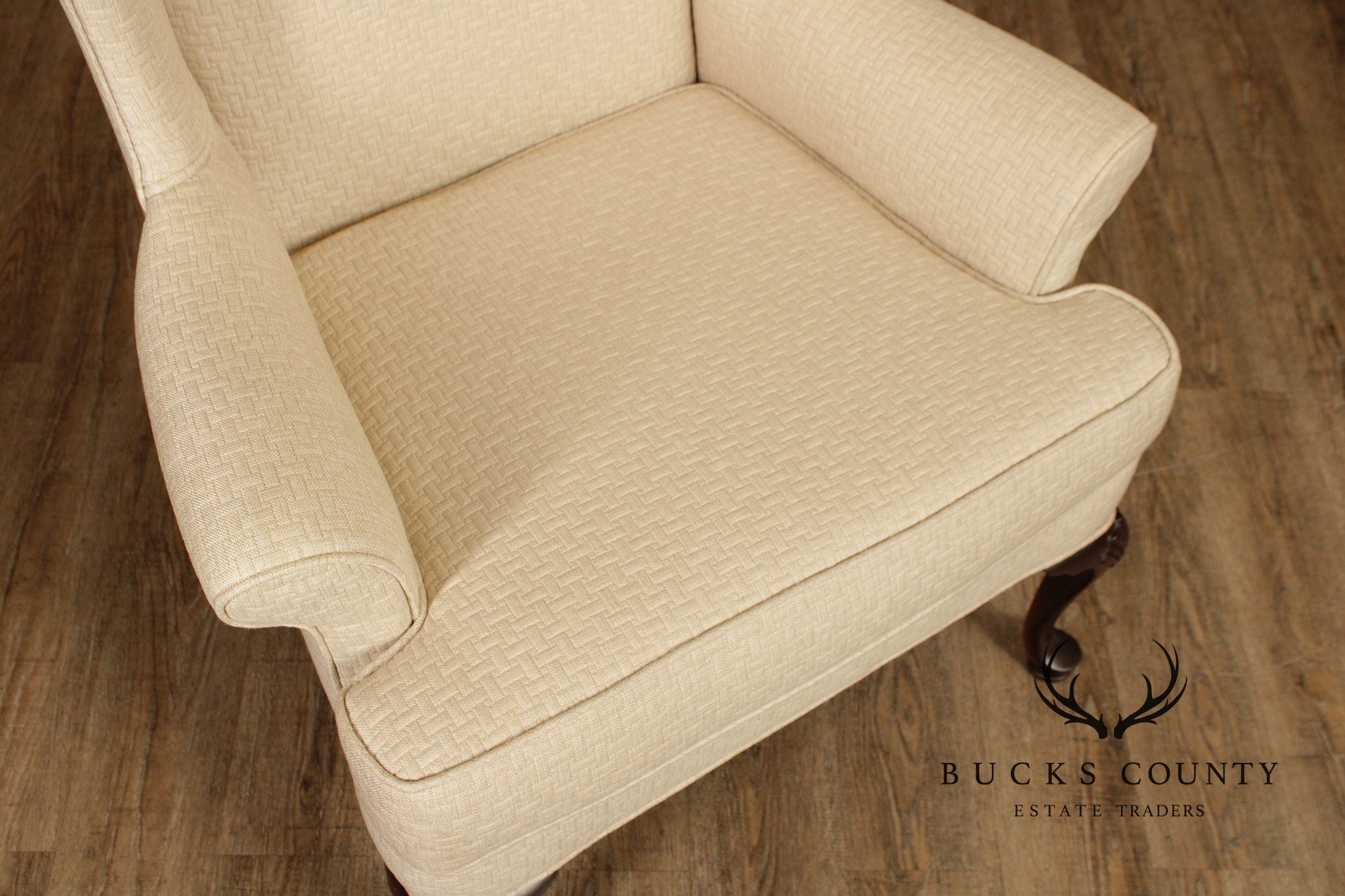 Queen Anne Style Pair of Mahogany Wing Chairs