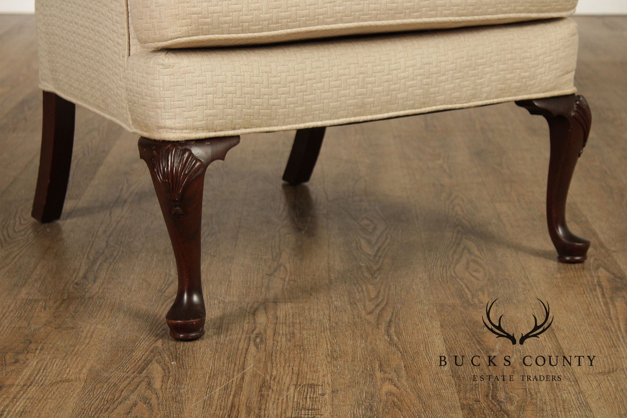 Queen Anne Style Pair of Mahogany Wing Chairs