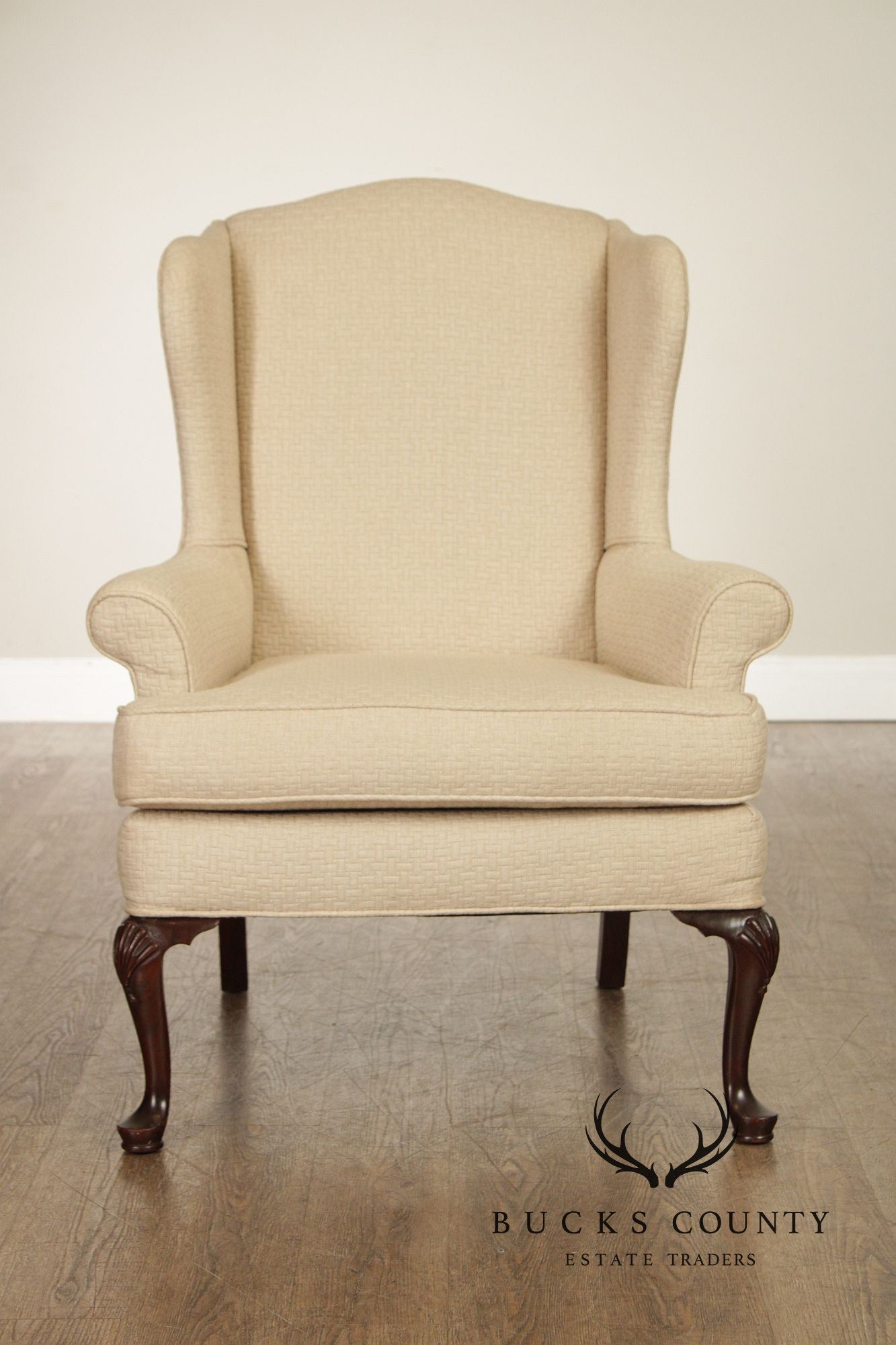 Queen Anne Style Pair of Mahogany Wing Chairs