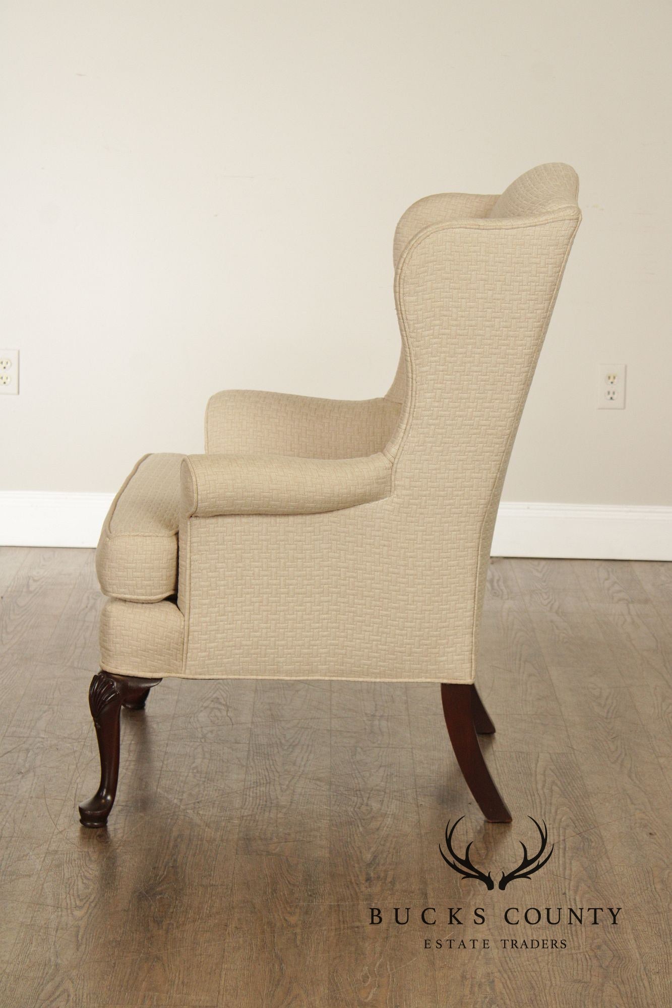 Queen Anne Style Pair of Mahogany Wing Chairs