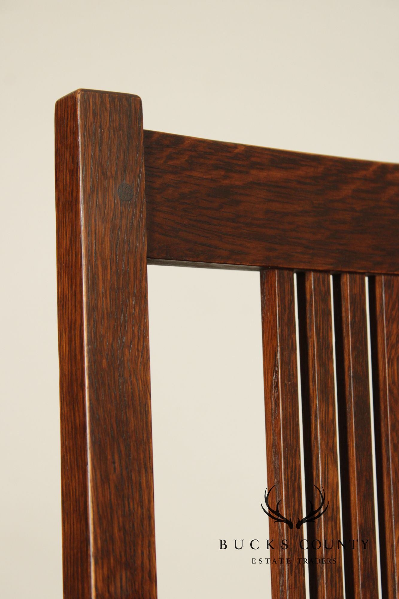 Stickley Mission Collection Set of Four Oak Spindle Dining Chairs