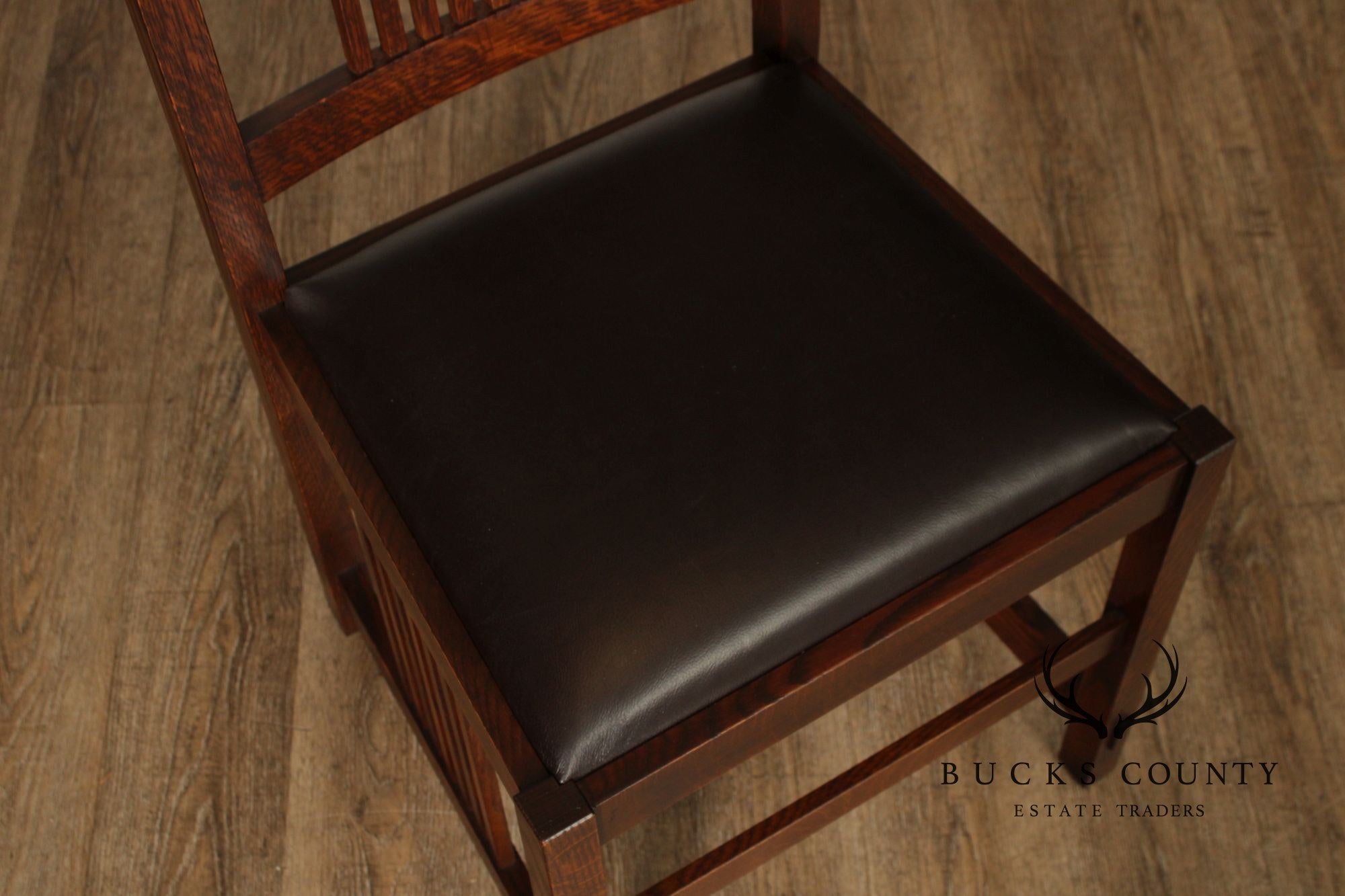 Stickley Mission Collection Set of Four Oak Spindle Dining Chairs