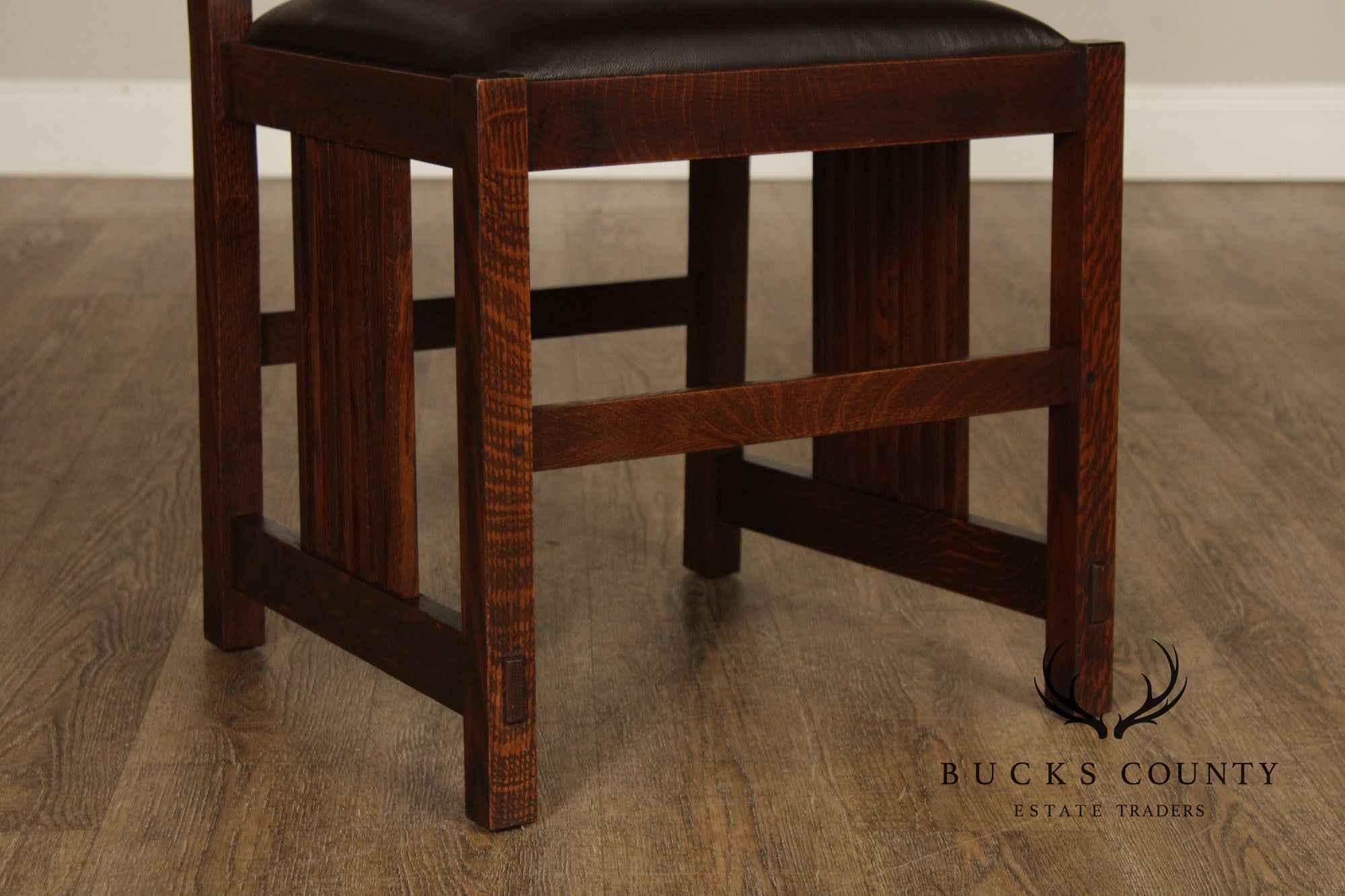 Stickley Mission Collection Set of Four Oak Spindle Dining Chairs
