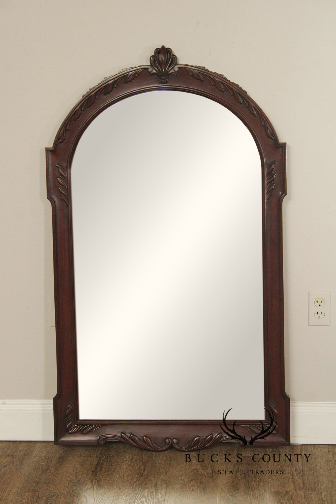 Henkel Harris Carved Frame Arched Mahogany Mirror