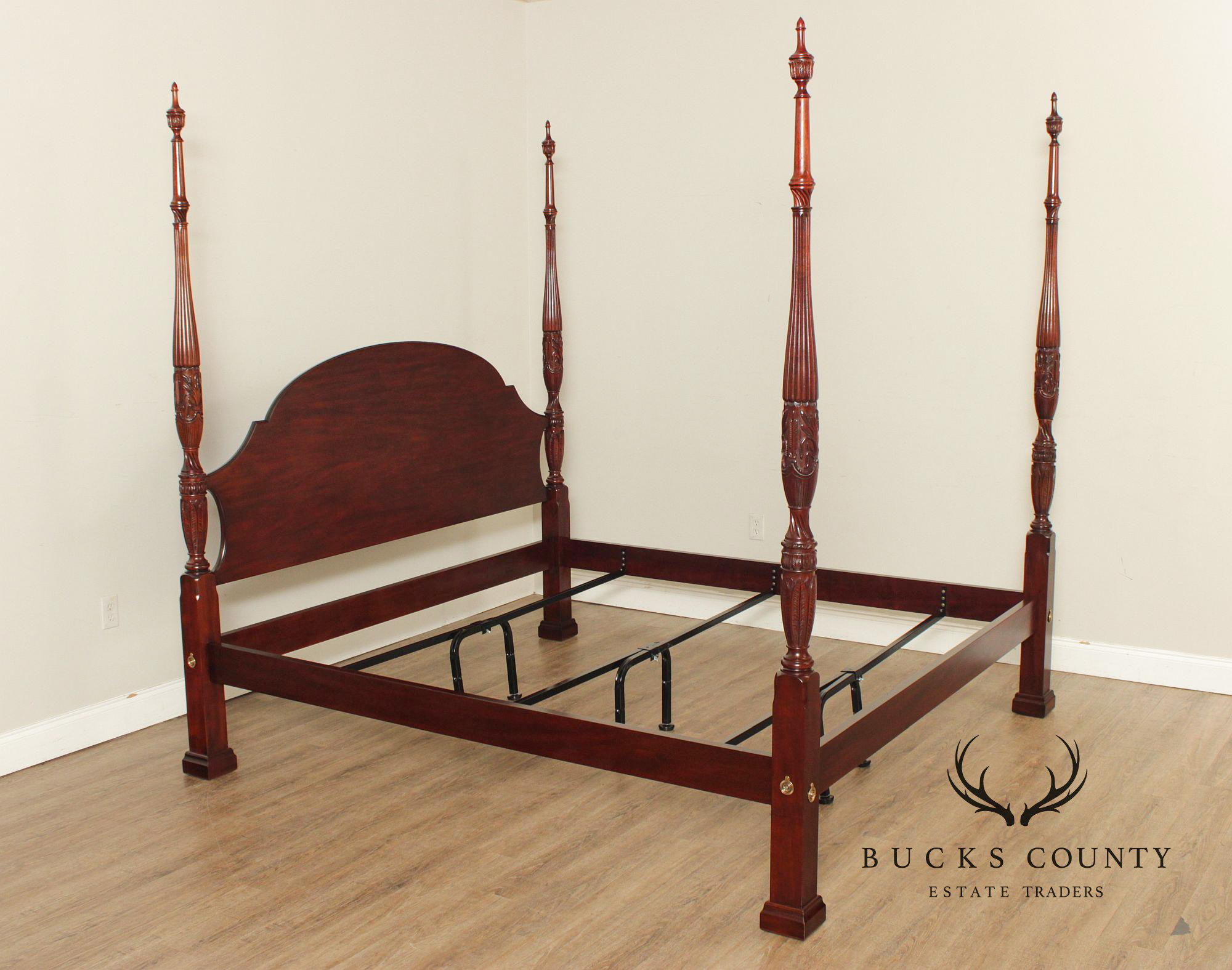 Henkel Harris King Rice-Carved Mahogany Poster Bed