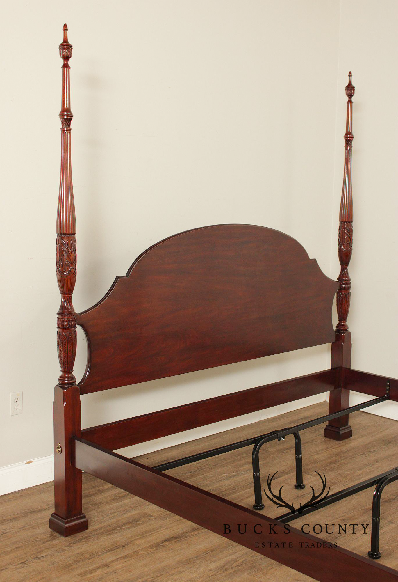 Henkel Harris King Rice-Carved Mahogany Poster Bed