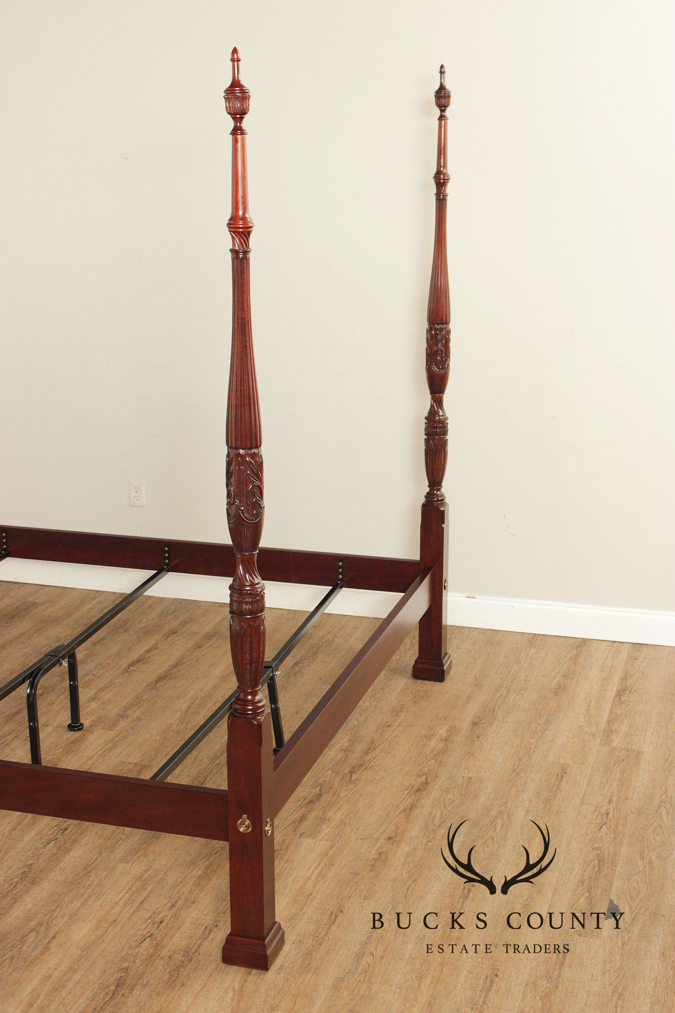 Henkel Harris King Rice-Carved Mahogany Poster Bed