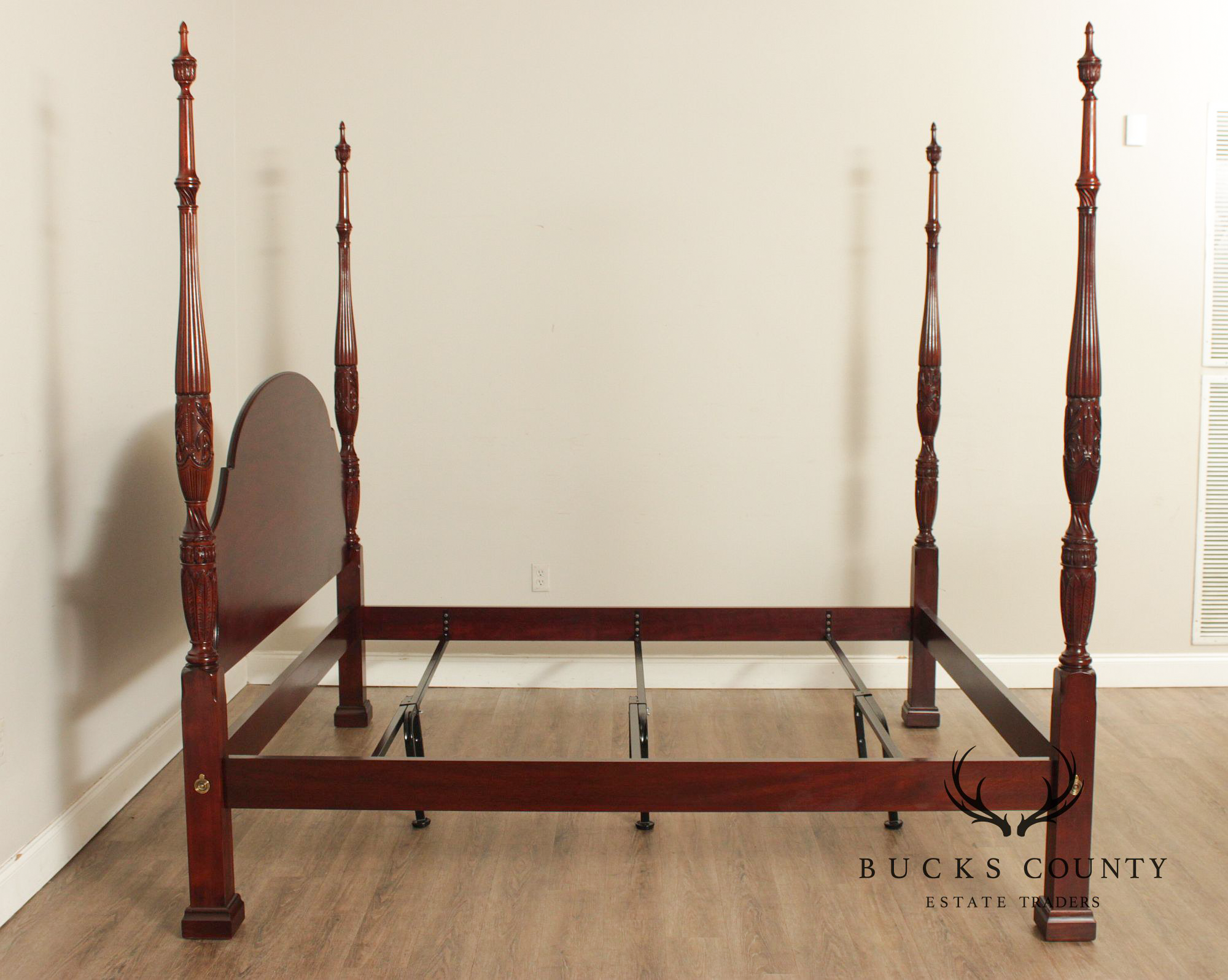 Henkel Harris King Rice-Carved Mahogany Poster Bed