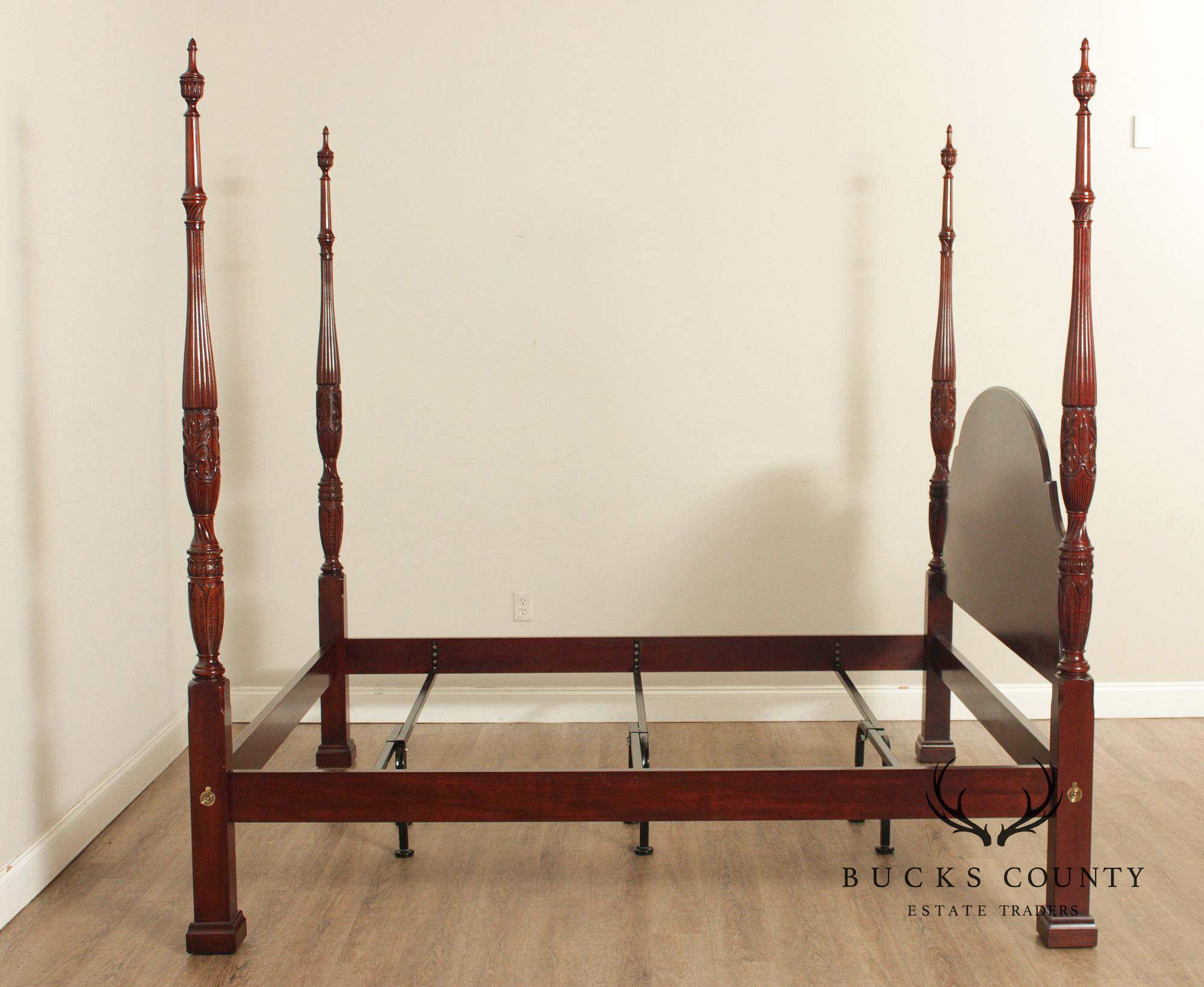 Henkel Harris King Rice-Carved Mahogany Poster Bed