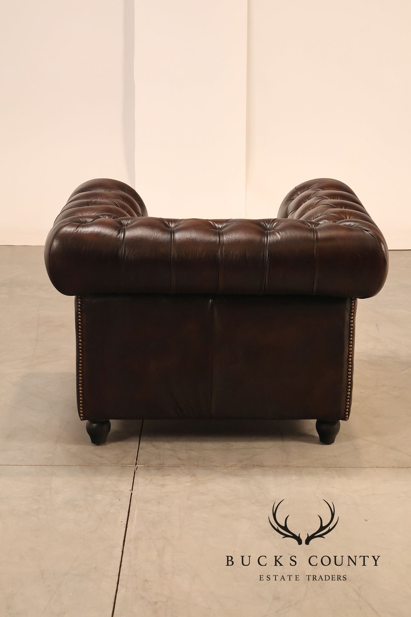 Chesterfield Style Dark Brown Tufted Leather Club Chair