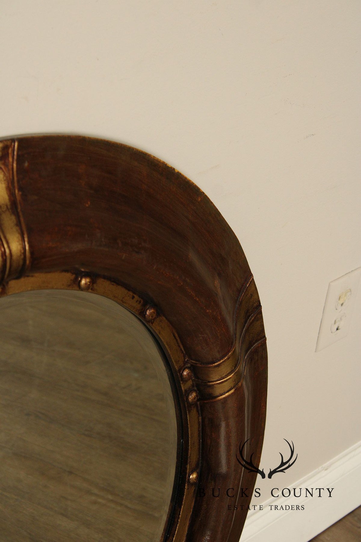 Round Wood And Gilt Accent Wall Mirror