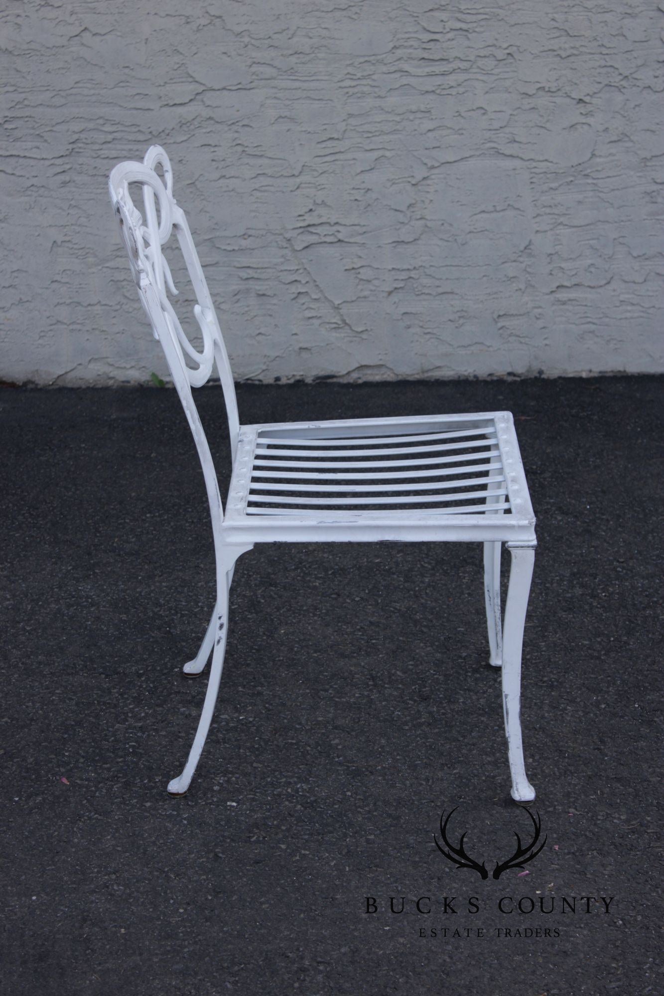 BROWN JORDAN CAST ALUMINUM 'DAY LILY' OUTDOOR PATIO SET OF FOUR DINING CHAIRS