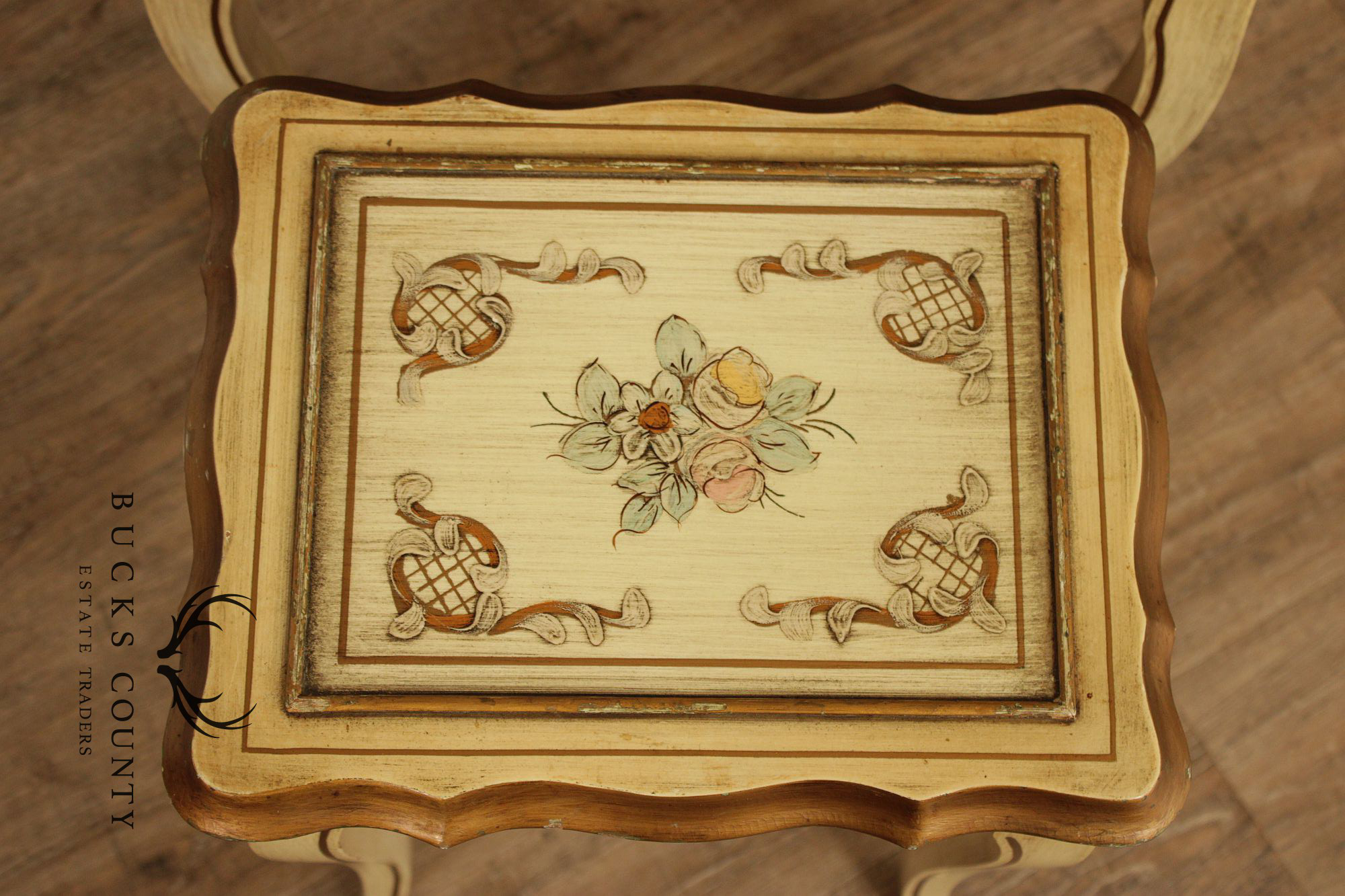 French Provincial Style Set of Three Painted Nesting tables