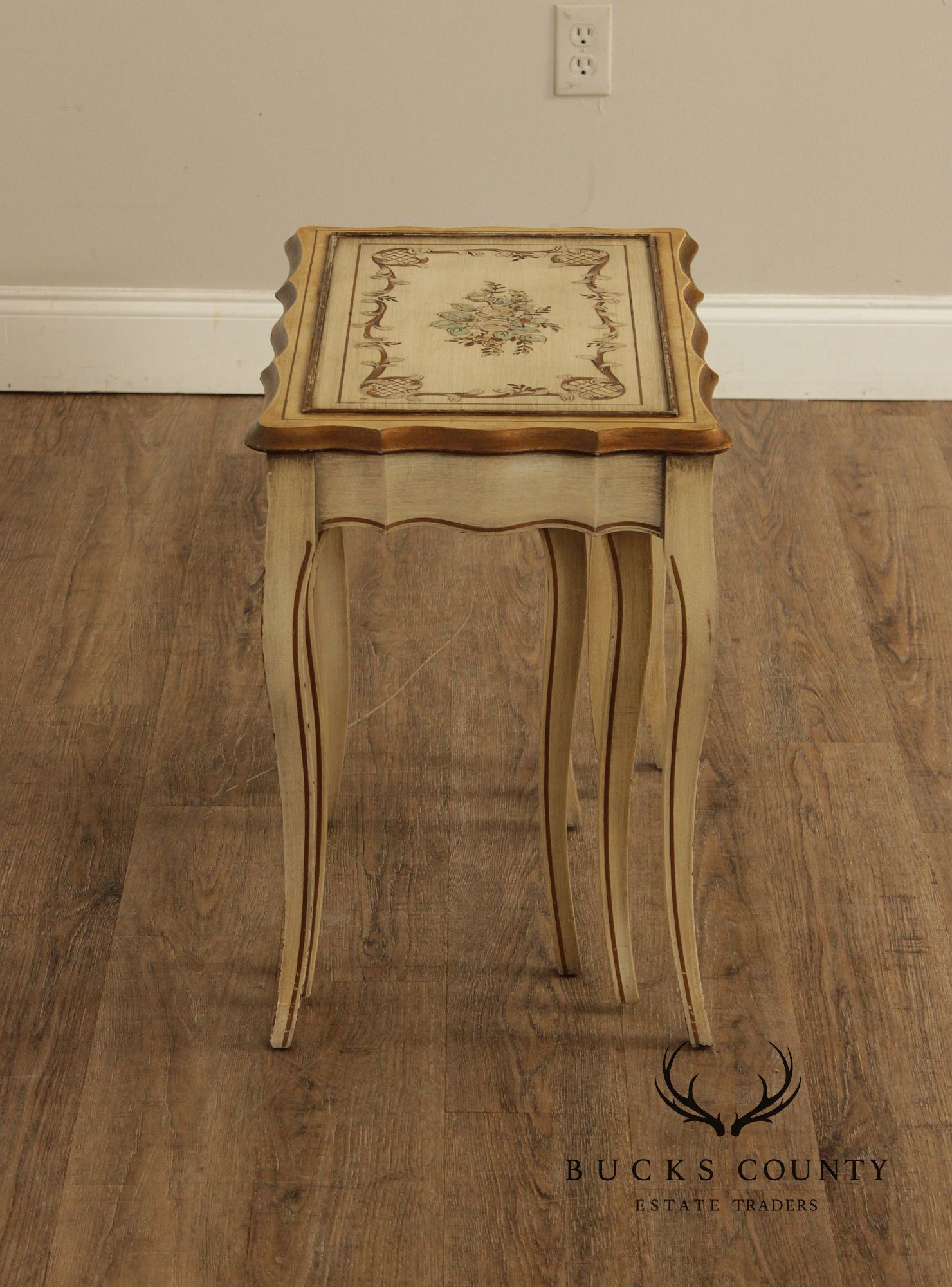 French Provincial Style Set of Three Painted Nesting tables
