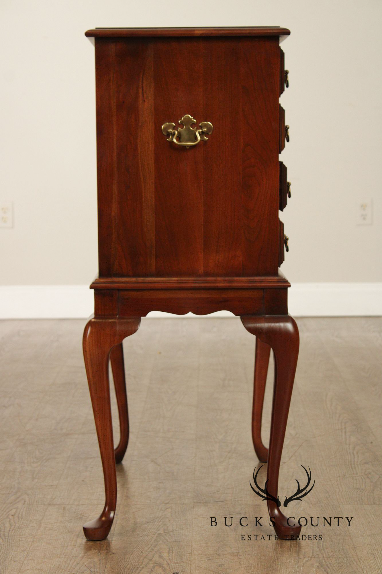 Queen Anne Style Cherry Silverware Chest on Stand
