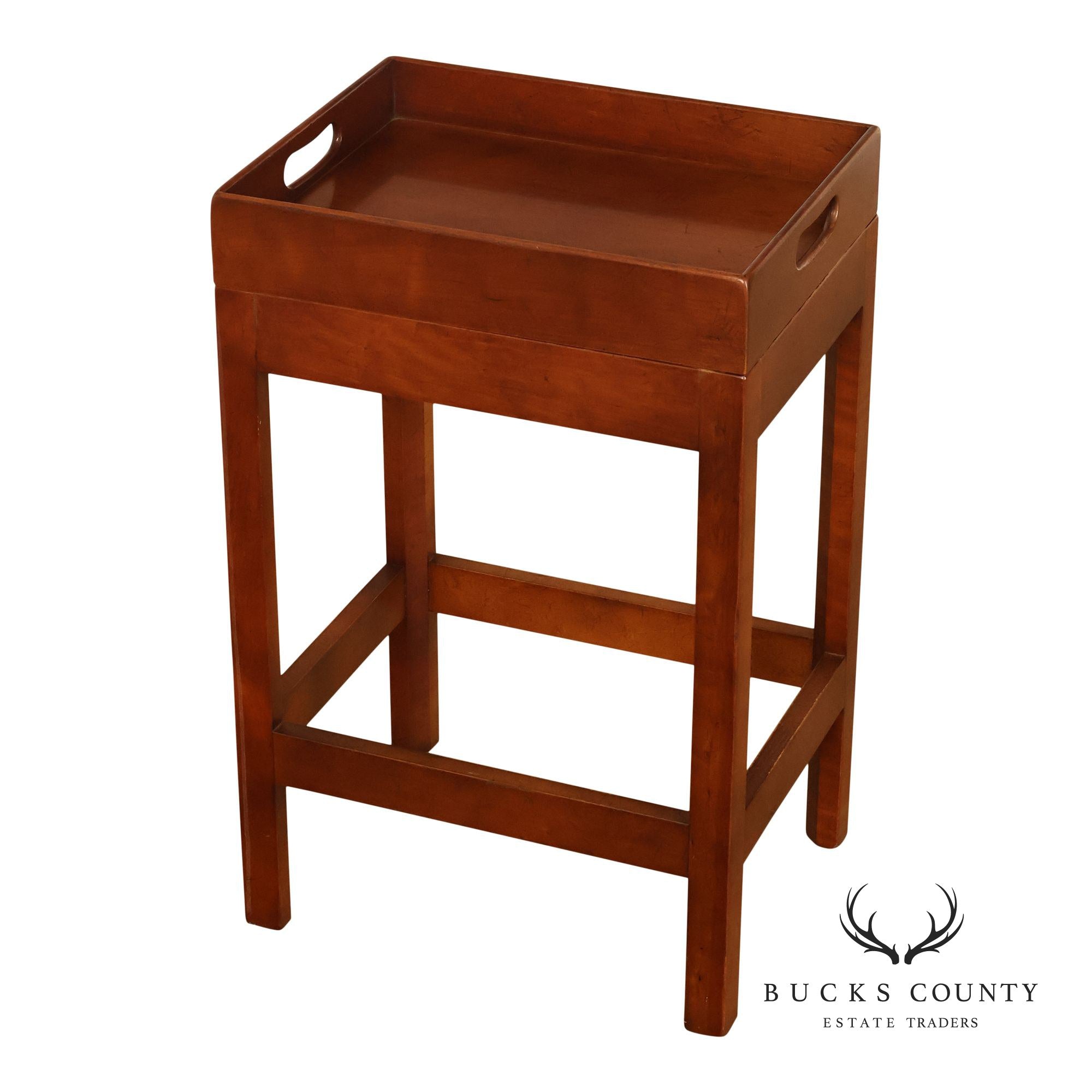 Chippendale Style Cherry Butler Tray Side Table