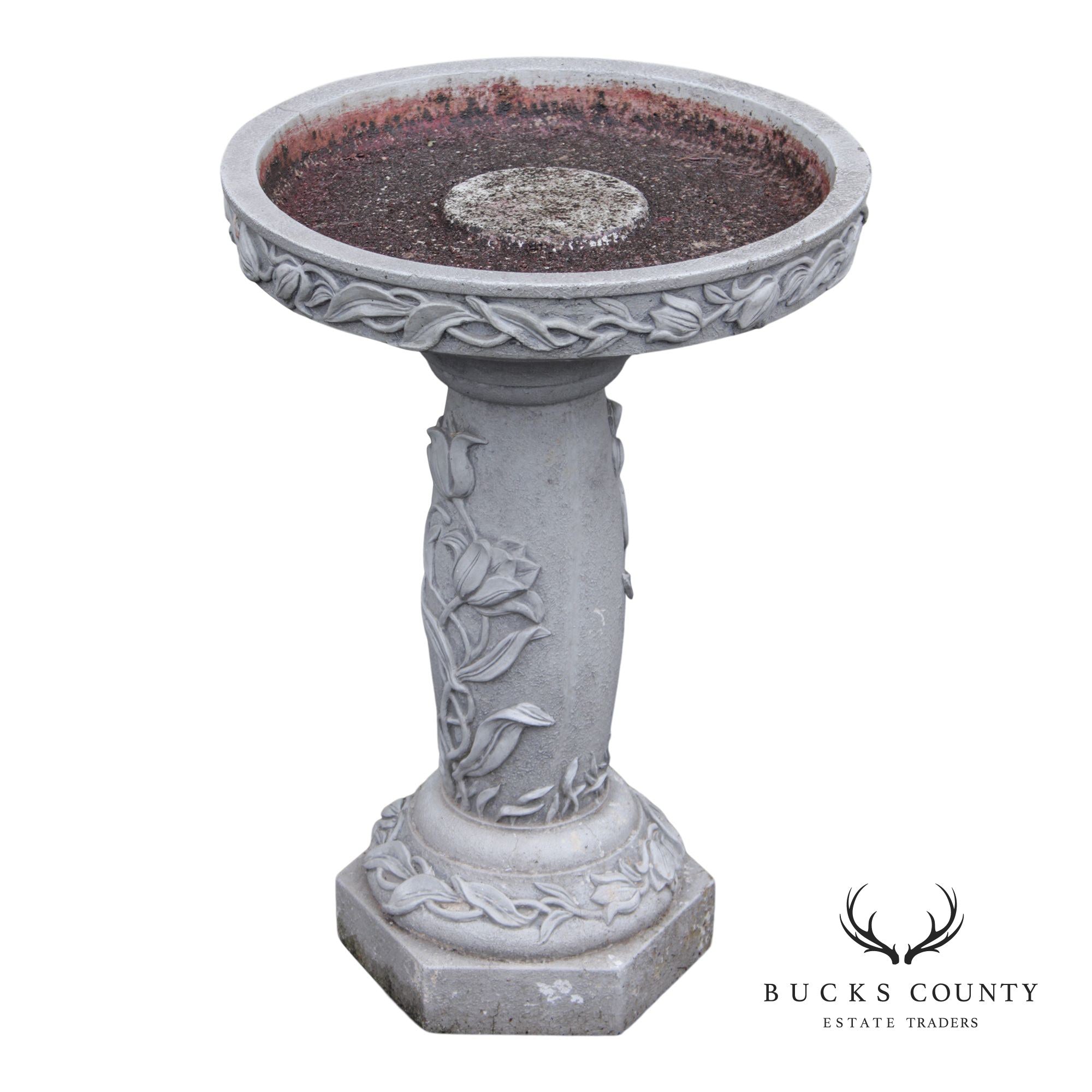 Cast Stone Floral Bird Bath