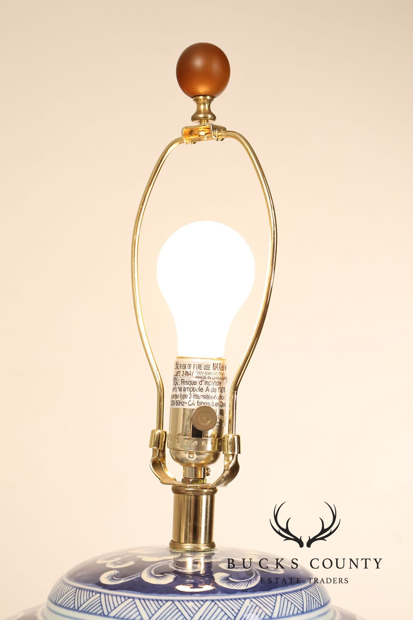 Ralph Lauren Asian Style Pair of Blue And White Ginger Jar Table Lamps