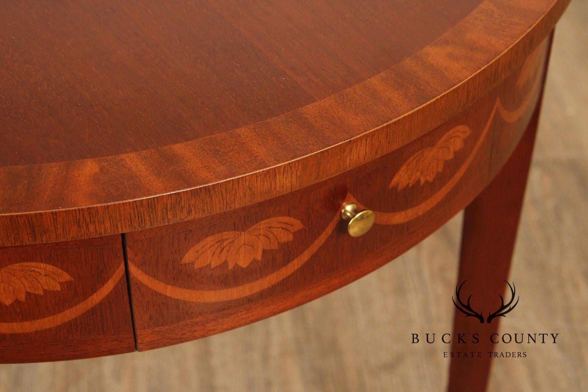 Baker Federal Style Inlaid Mahogany Round Side Table