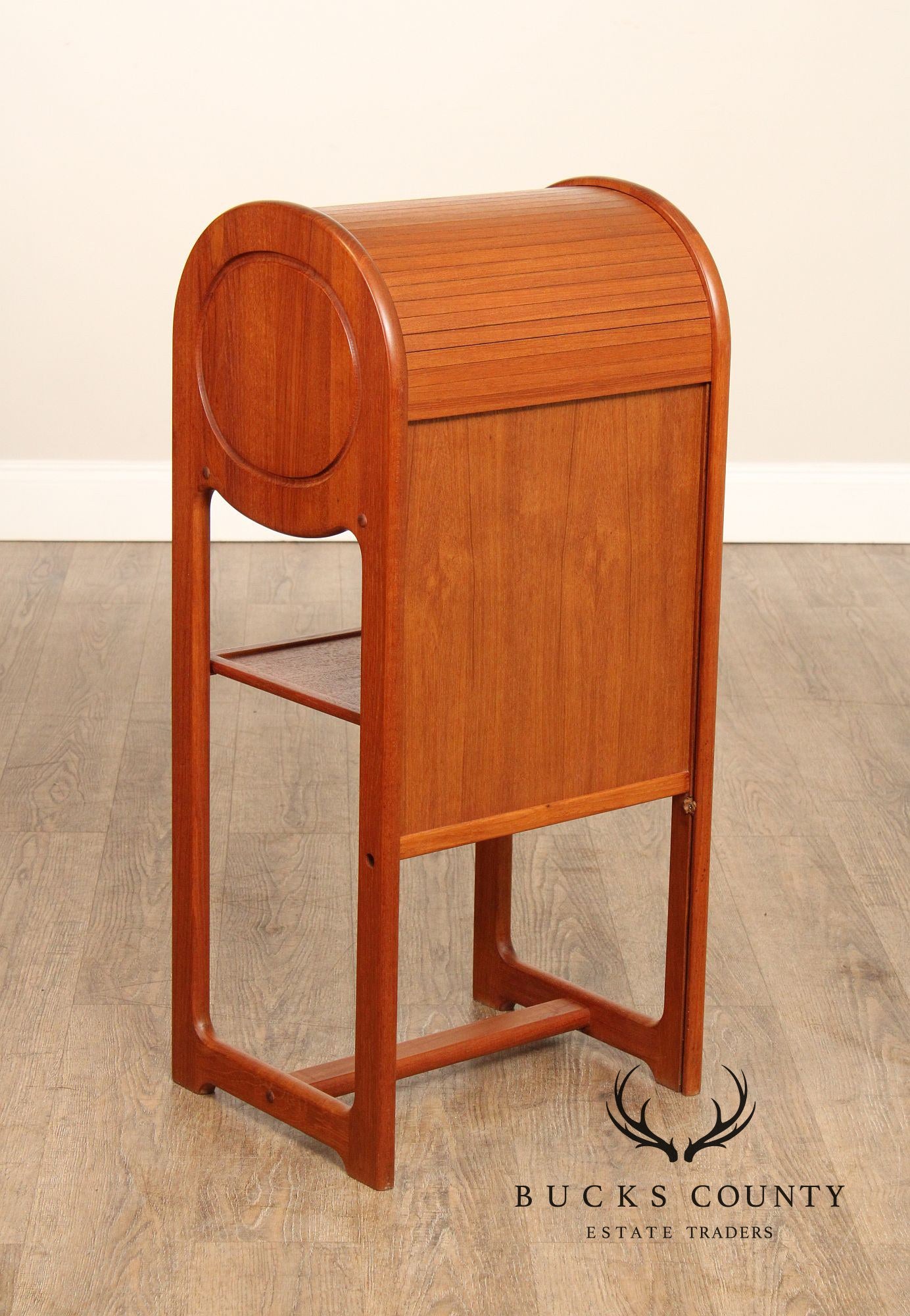 Danish Modern Teak Roll Top Telephone Stand