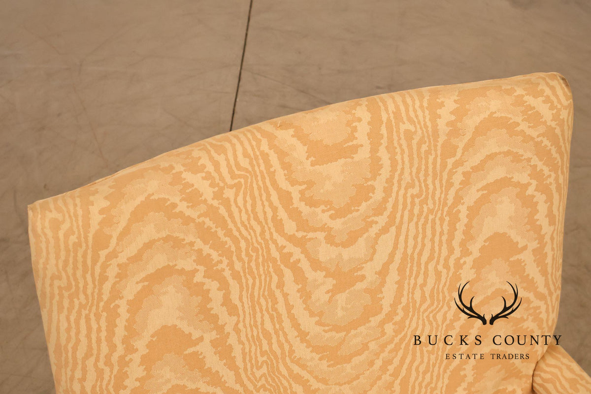 Traditional Mahogany Moire Upholstered Arm Chair