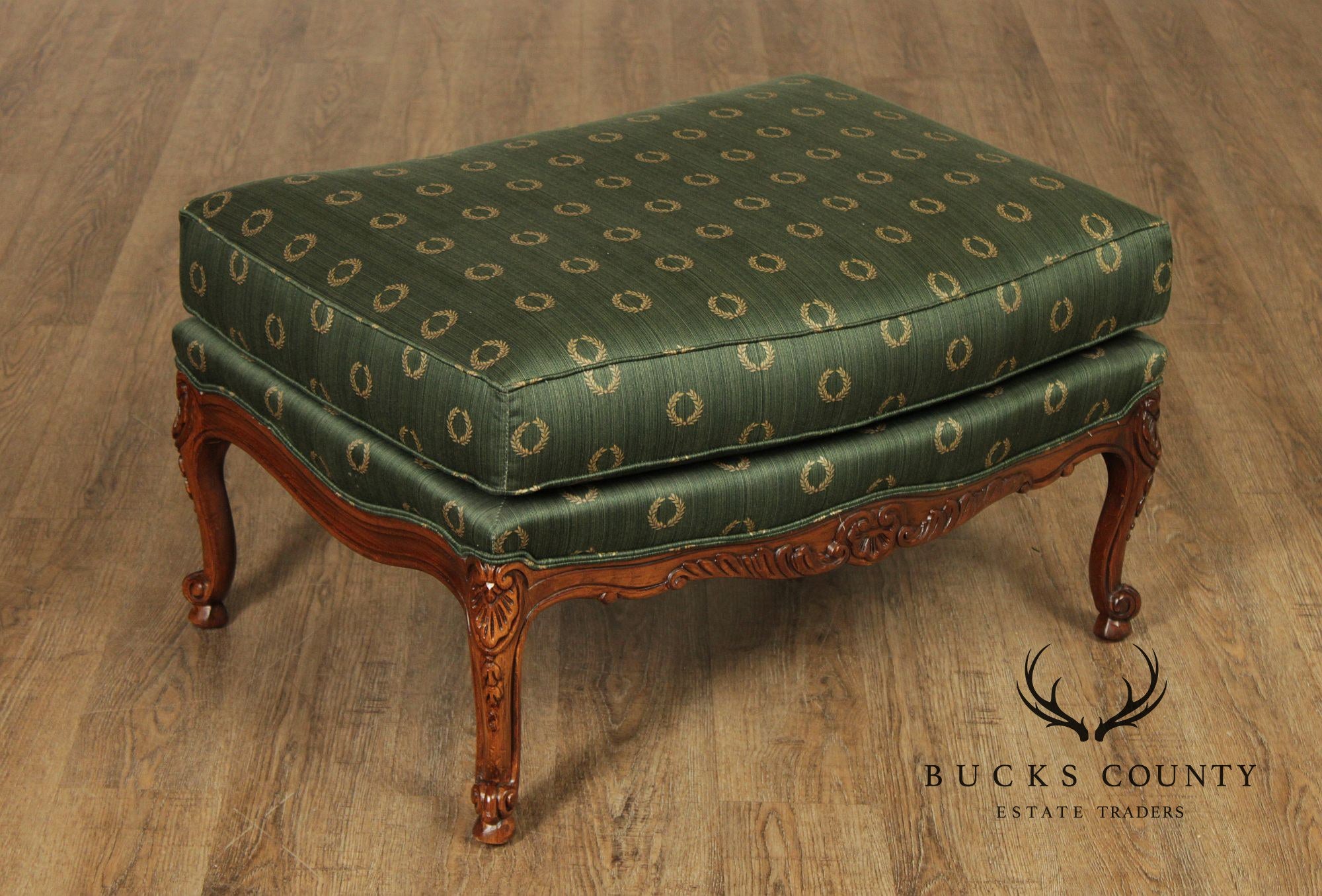 Sherrill Furniture Rococo Style Carved Ottoman