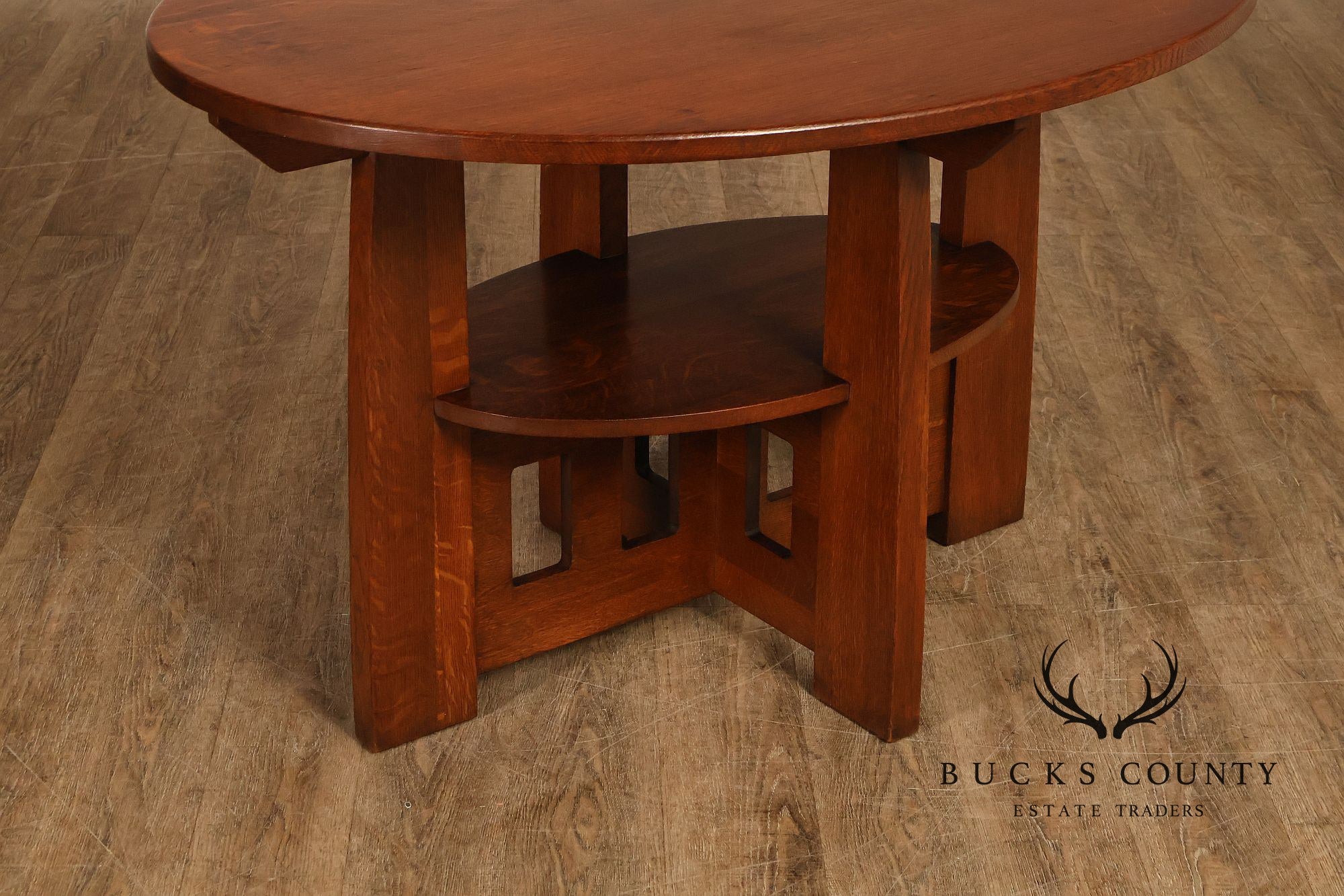 Limbert Arts And Crafts Antique Oak Double Oval Center Table Model 158
