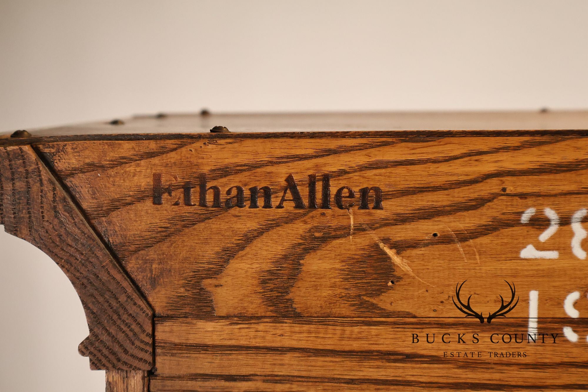 Ethan Allen Traditional Oak Lighted China Cabinet