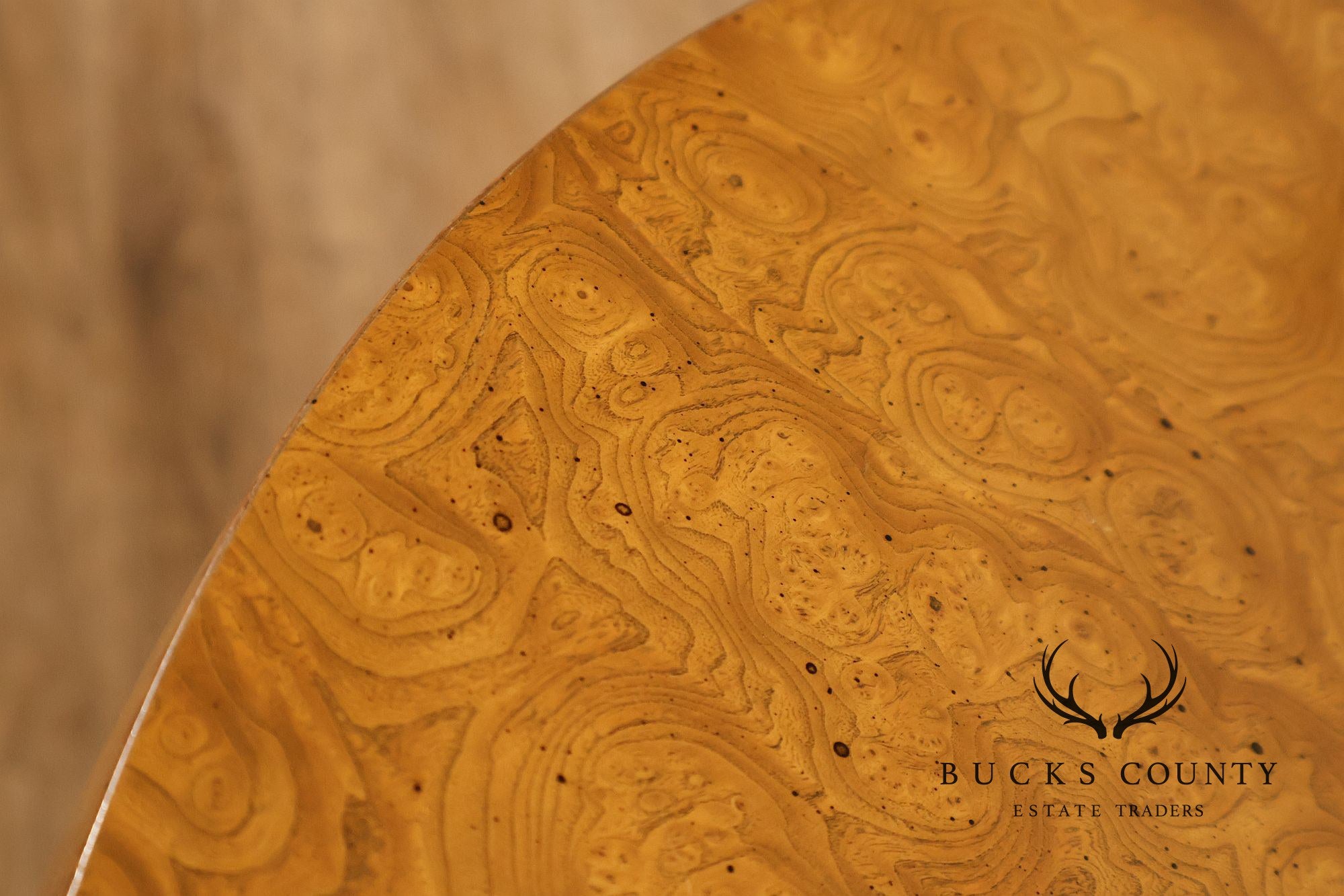 Mastercraft Hollywood Regency Burlwood Pedestal Expandable Dining Table