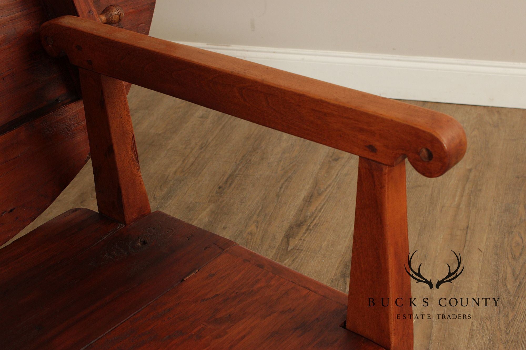 Antique Softwood Round Tilt Top Bench Dining Table