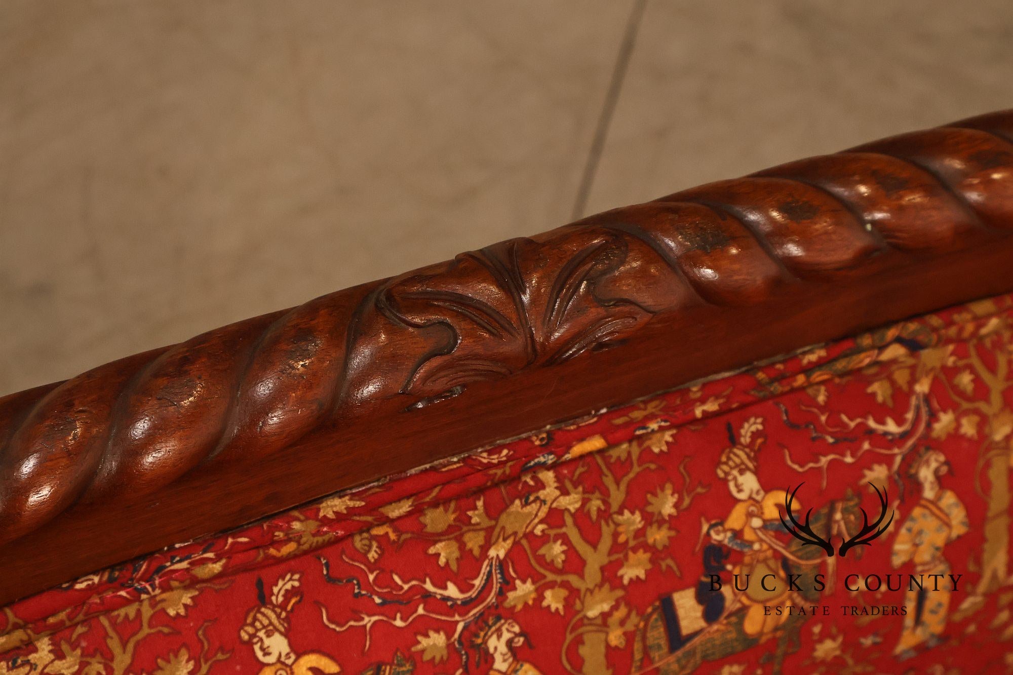 Antique American Empire Carved Mahogany Sofa With Scrolled Arms And Lion Paw Feet