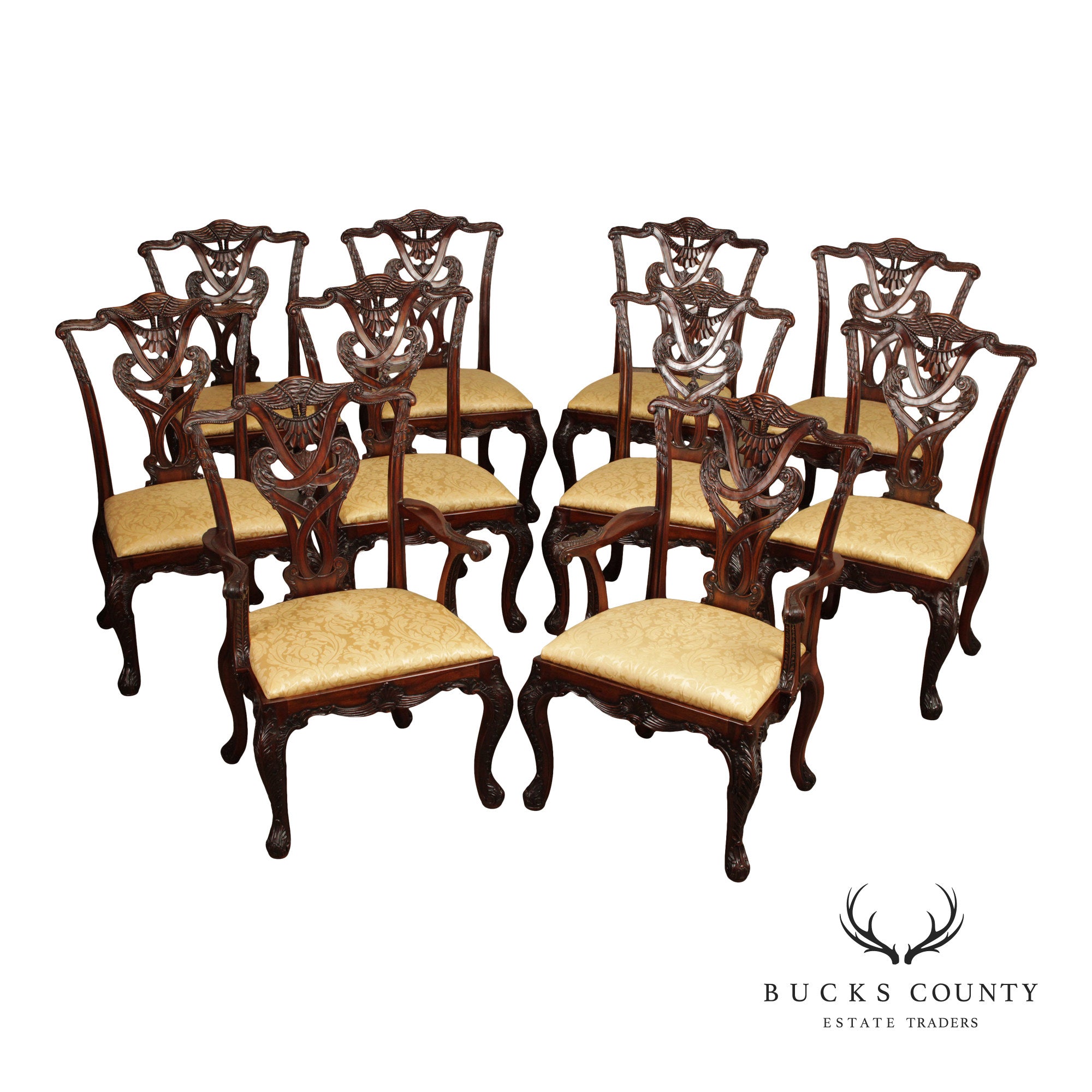 Henredon Natchez Collection Georgian Style Set of Ten Mahogany Dining Chairs